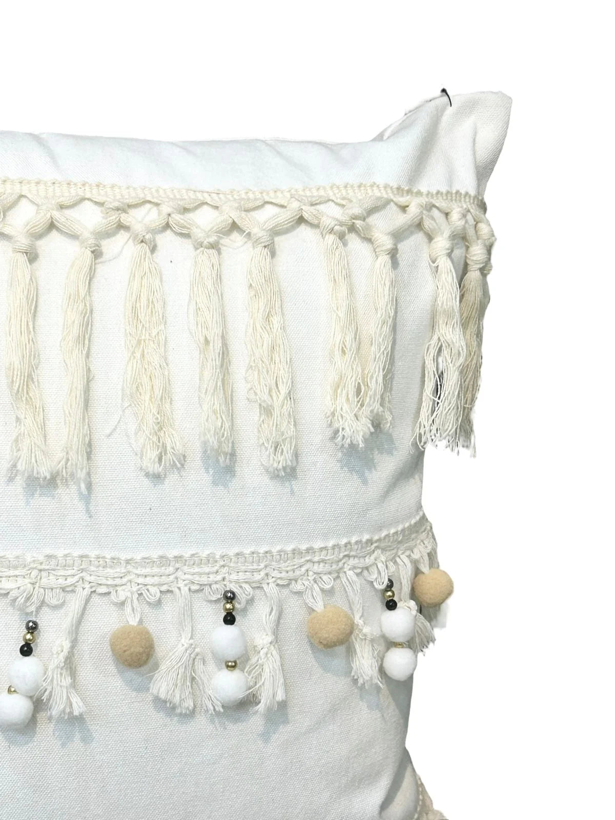 Cojin Decorativo Ansterdam Beige Algodon Chaquira