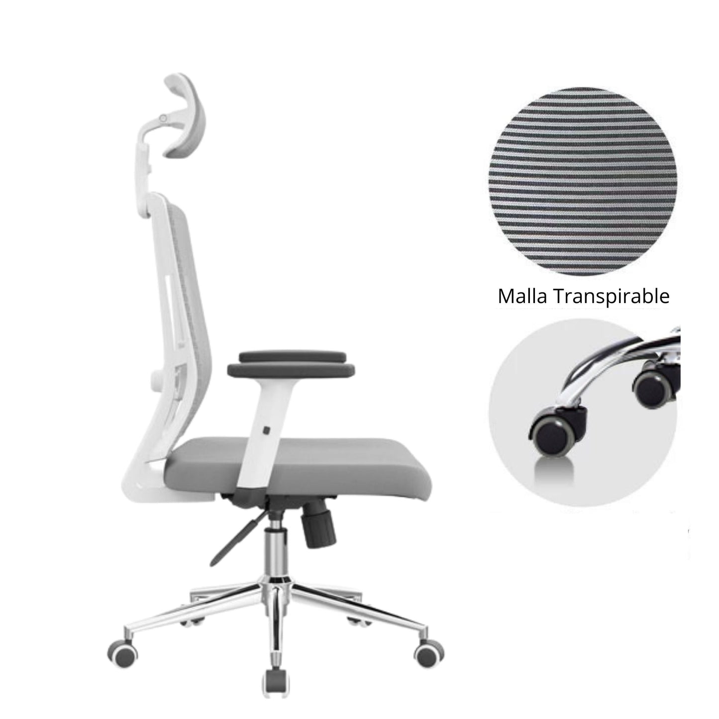 Silla De Oficina Piyert Alta Gris