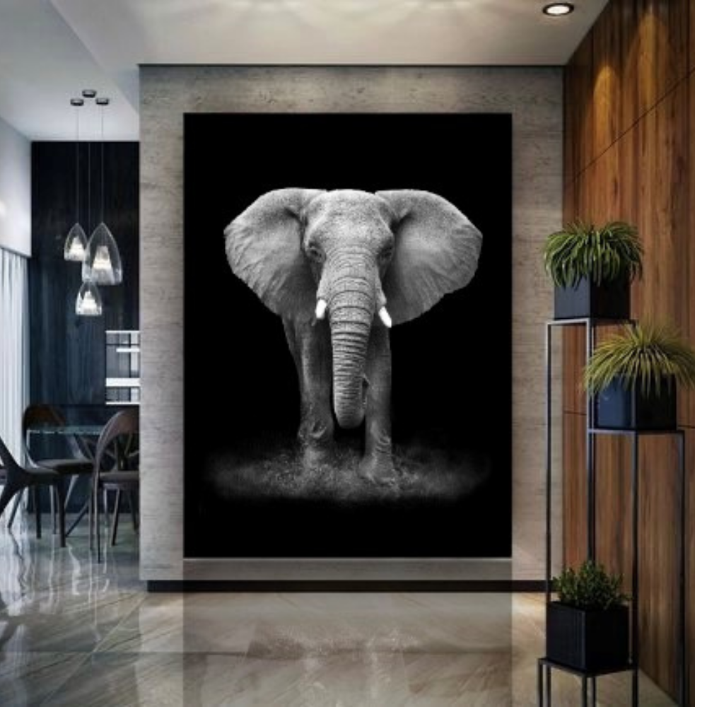 Cuadro Decorativo tipo Marmol Elefante Black 180 x 120