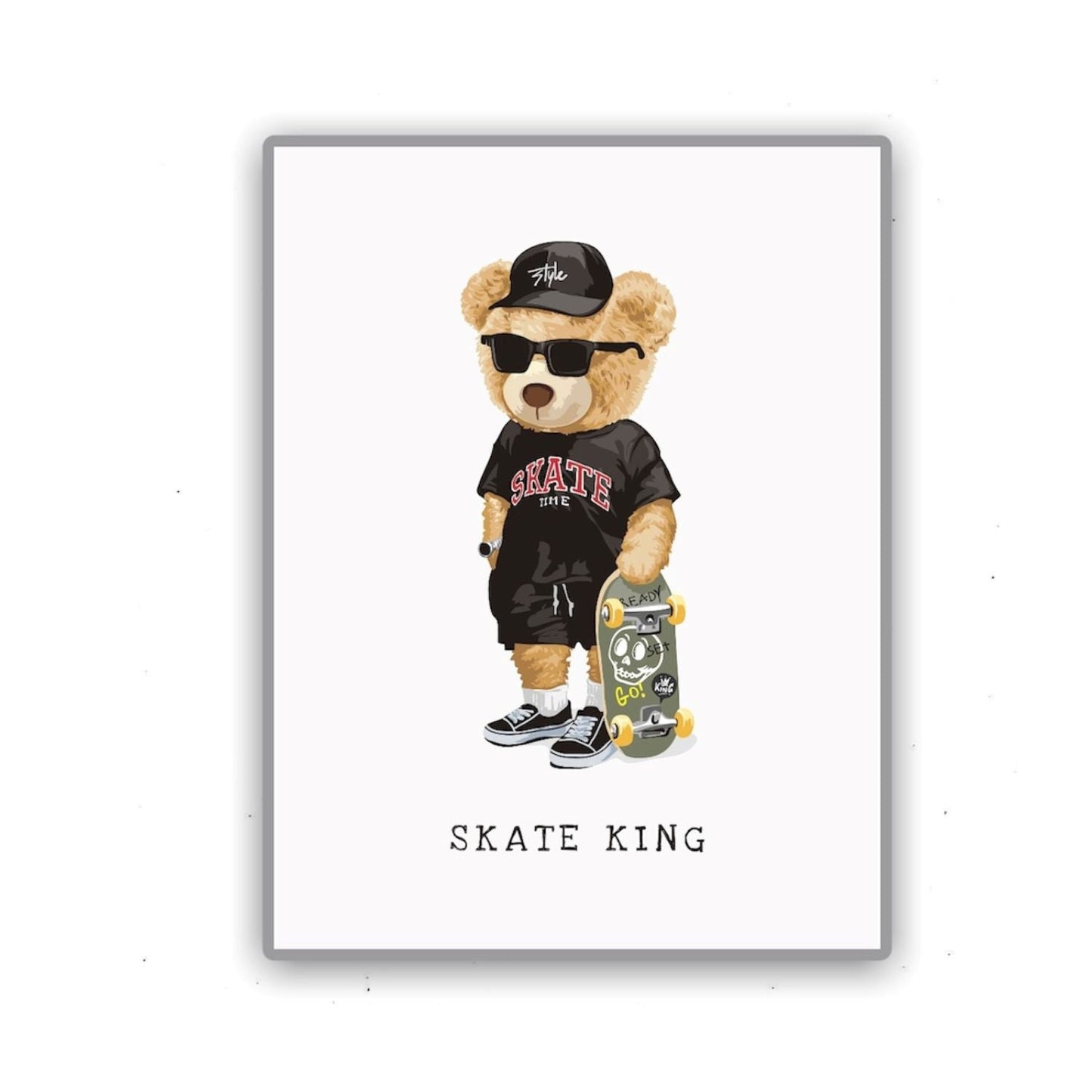 Cuadro Decorativo tipo Marmol Oso Skate King 40 x 40