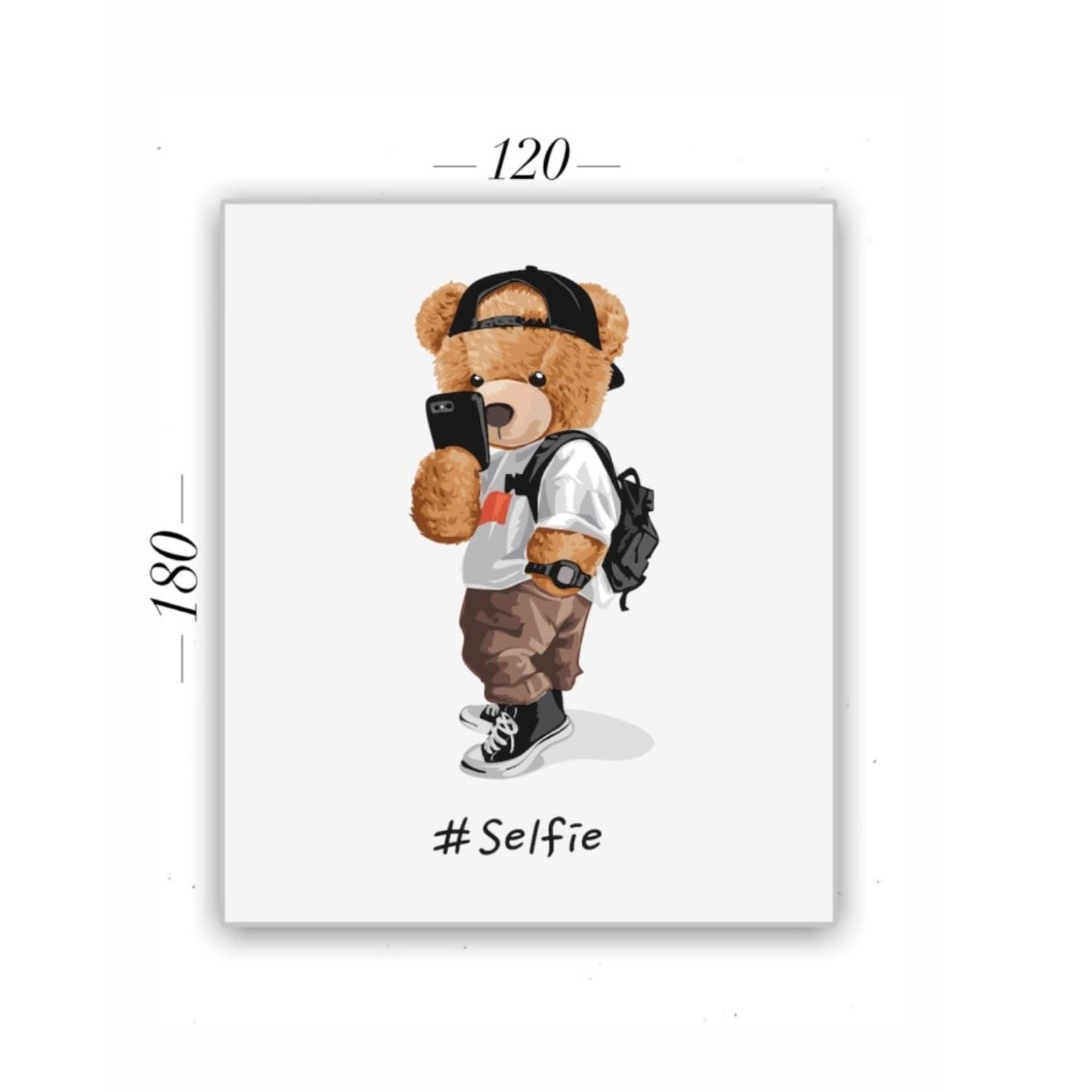 Cuadro Decorativo tipo Marmol Oso Selfie 180 x 120