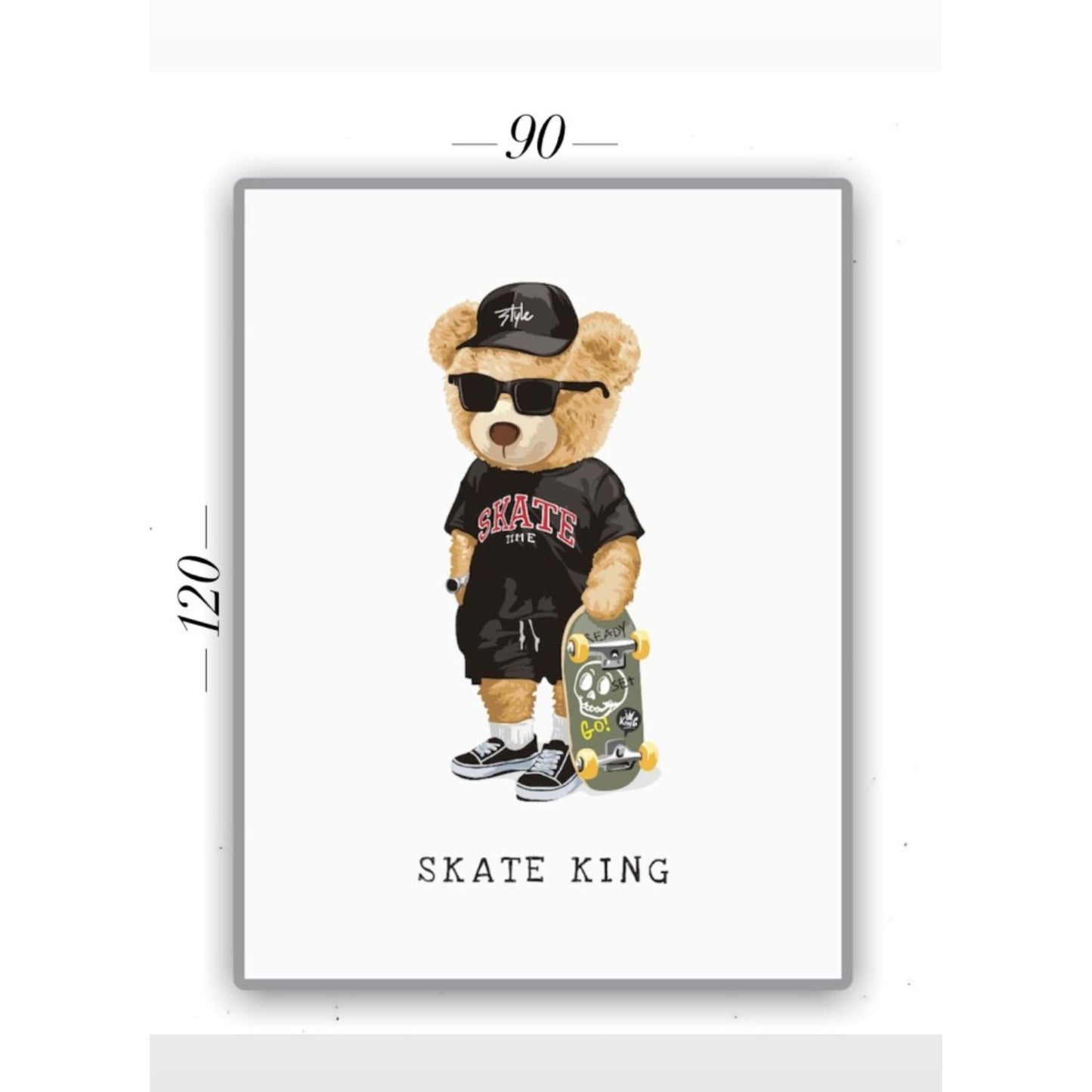 Cuadro Decorativo tipo Marmol Oso Skate King 120 x 90