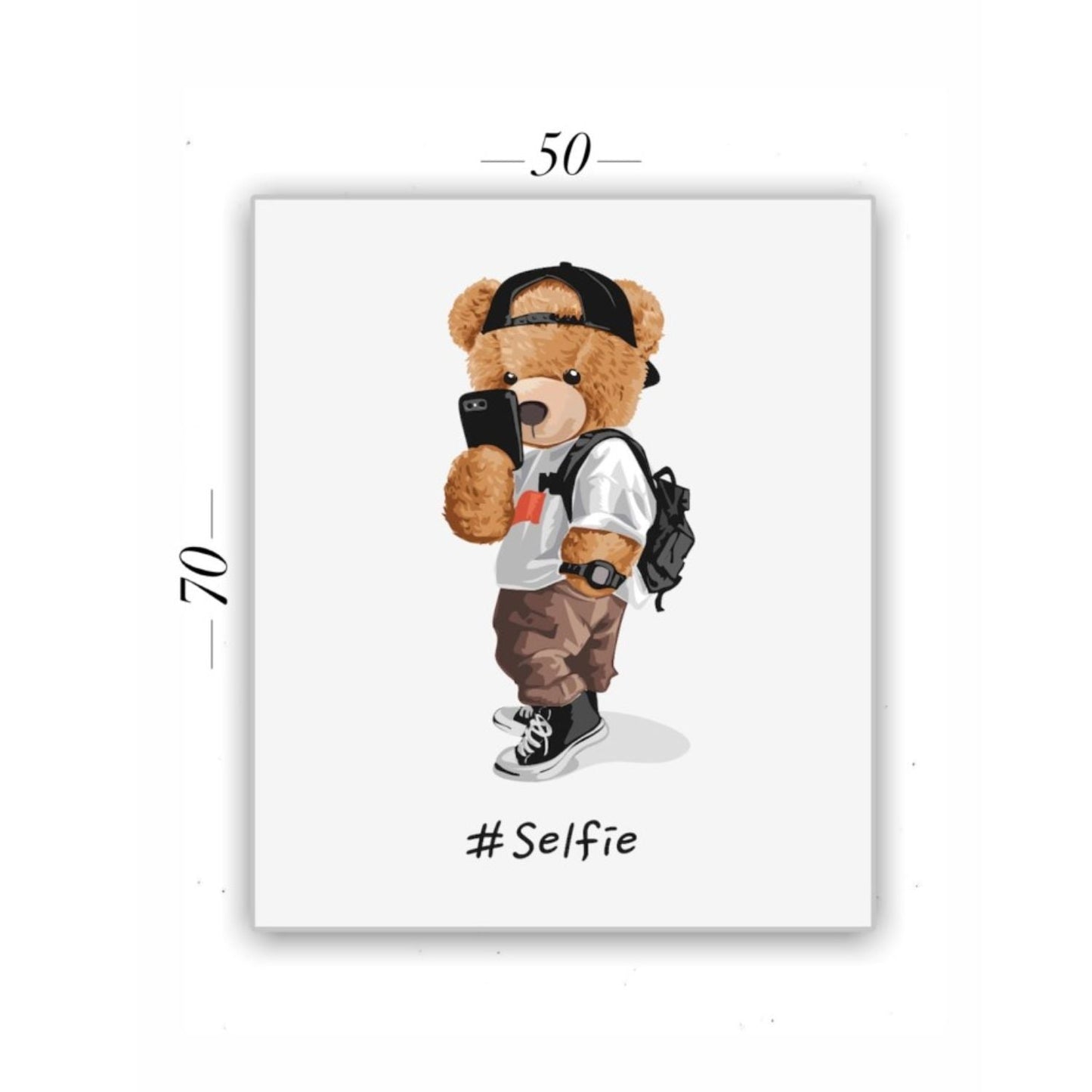 Cuadro Decorativo tipo Marmol Oso Selfie 70 x 50