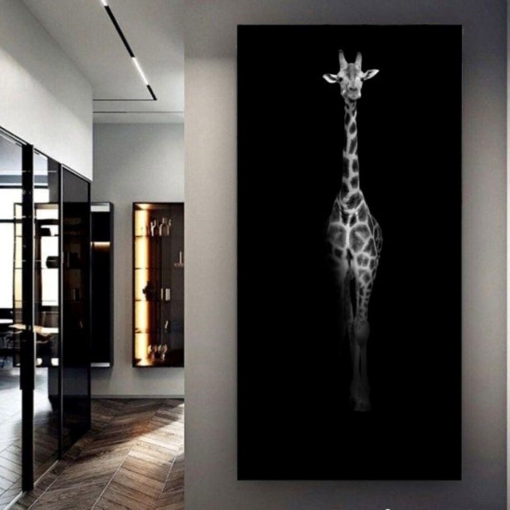 Cuadro Decorativo tipo Marmol Jirafa Cuerpo Completo Black 180 x 60