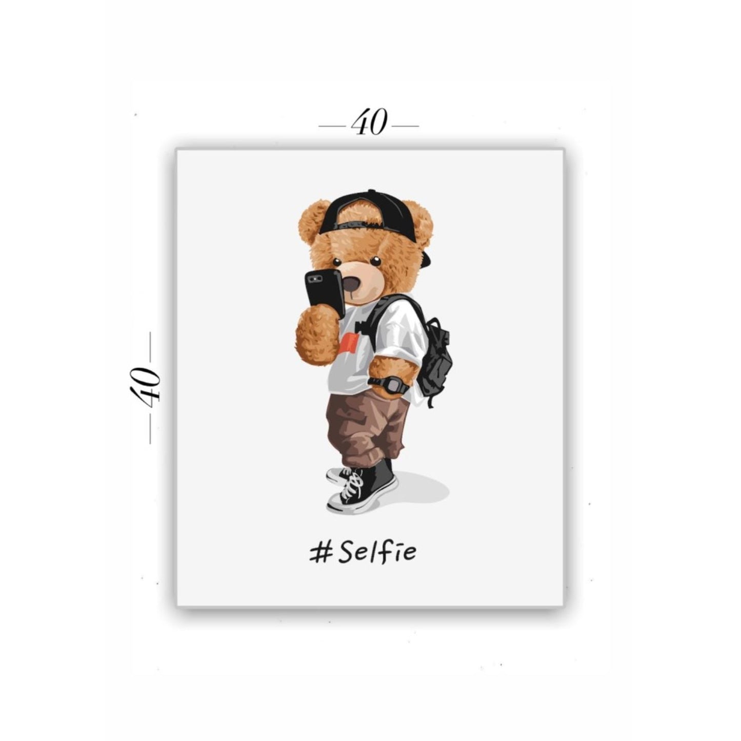 Cuadro Decorativo tipo Marmol Oso Selfie 40 x 40