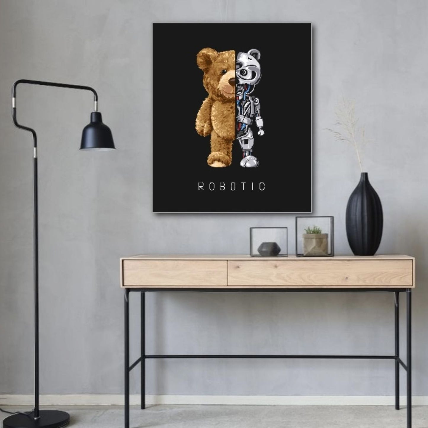 Cuadro Decorativo tipo Marmol Oso Robotic 70 x 50