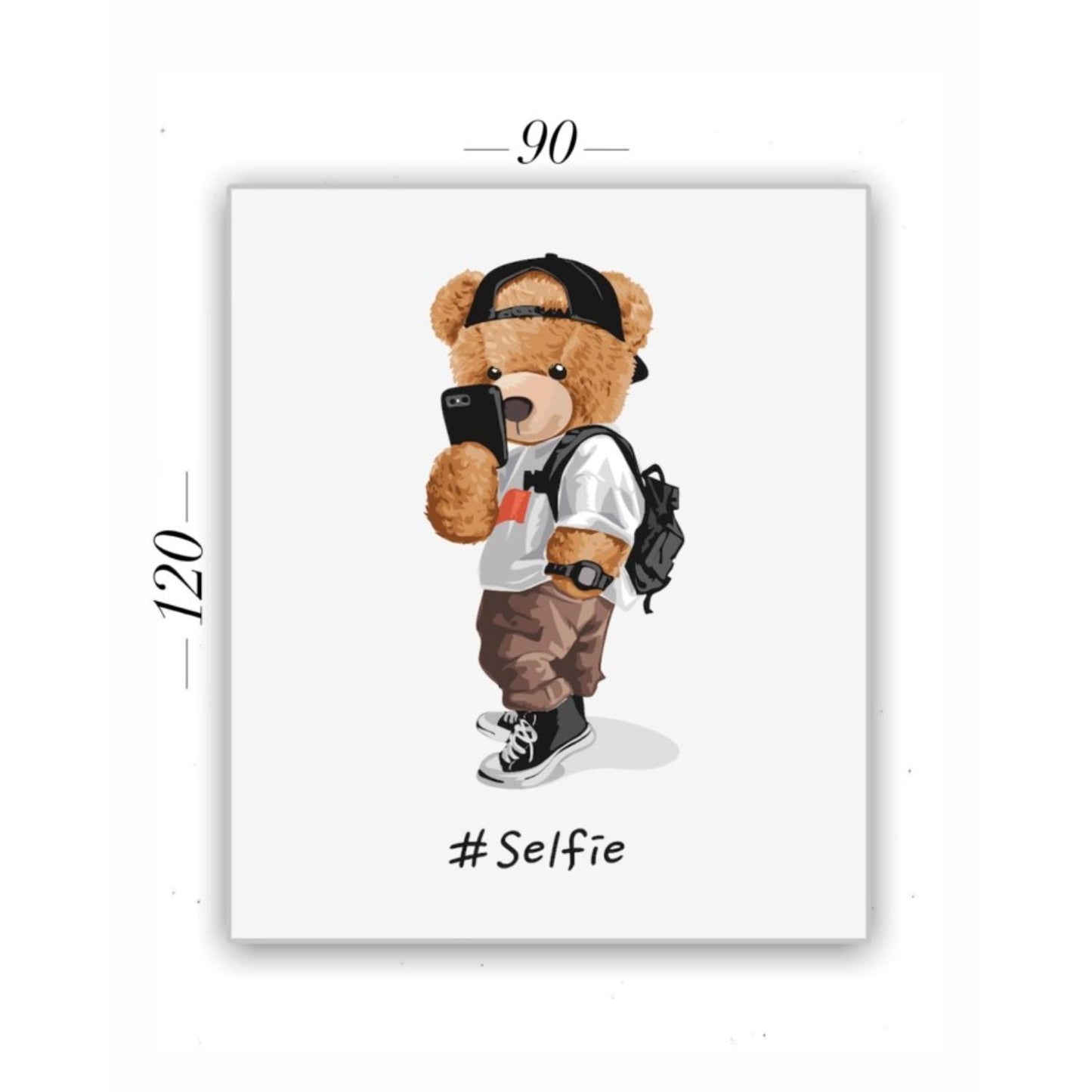 Cuadro Decorativo tipo Marmol Oso Selfie 120 x 90