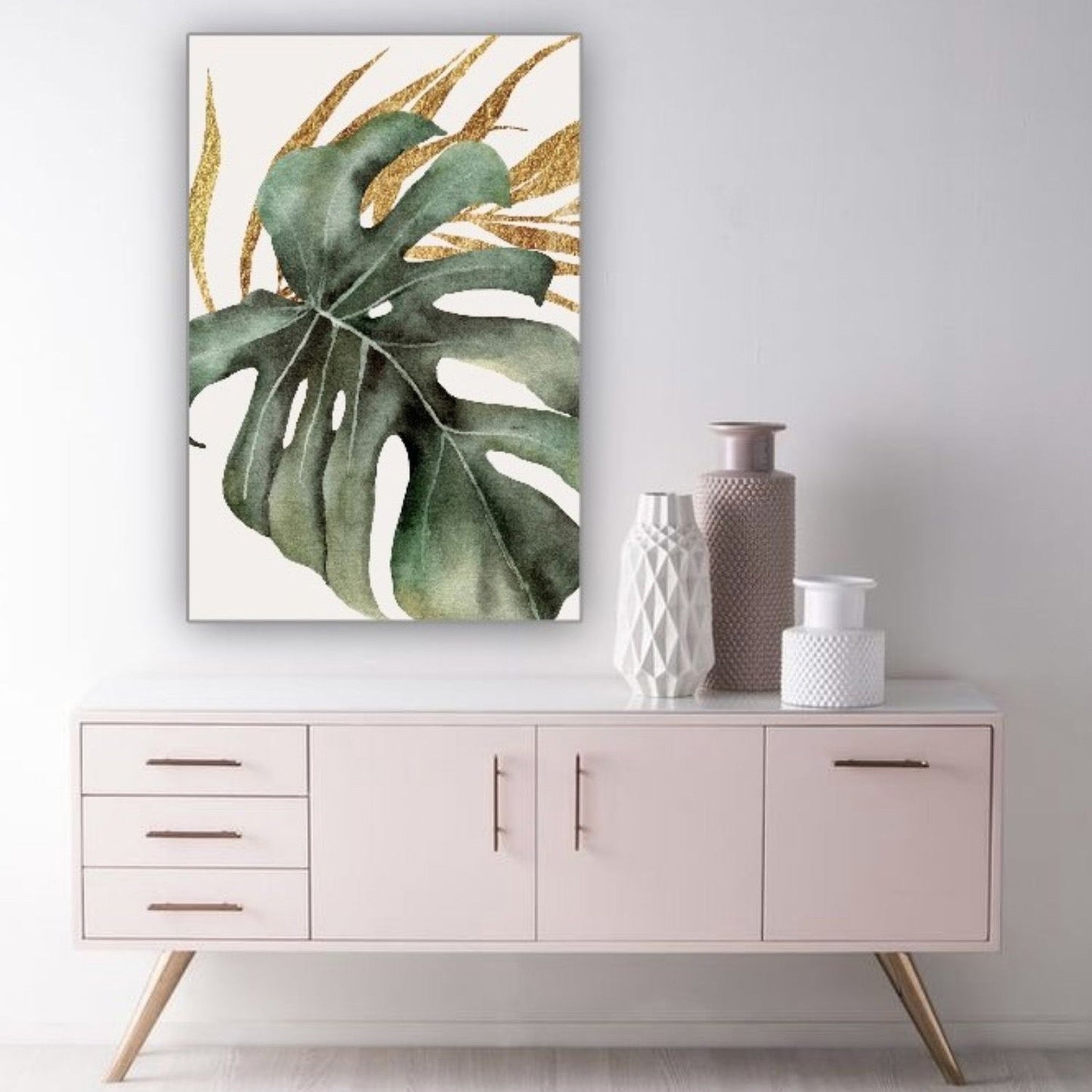 Cuadro Decorativo tipo Marmol Planta Gold 70 x 50