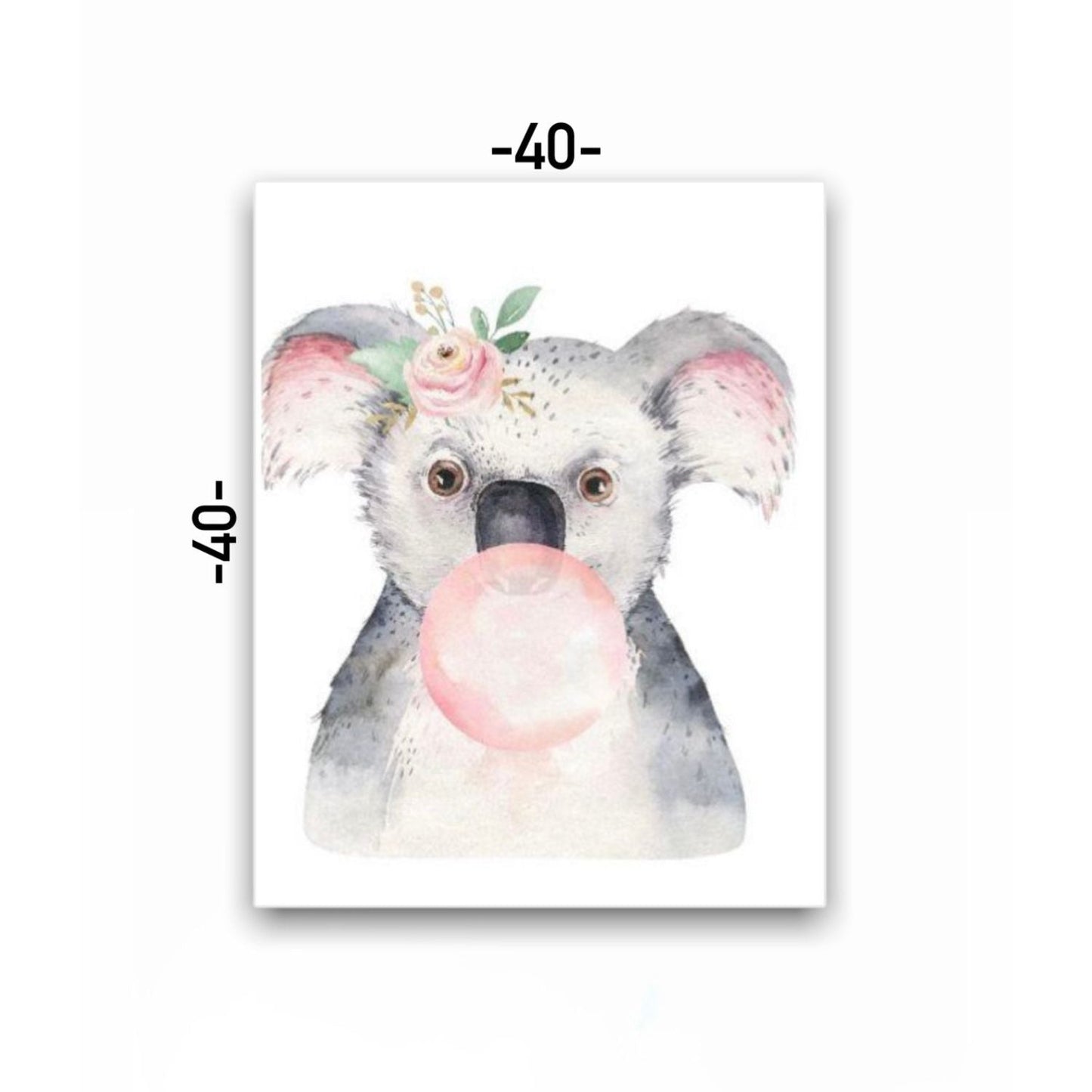 Cuadro Decorativo tipo Marmol Koala Chicle Kids 40 x 40