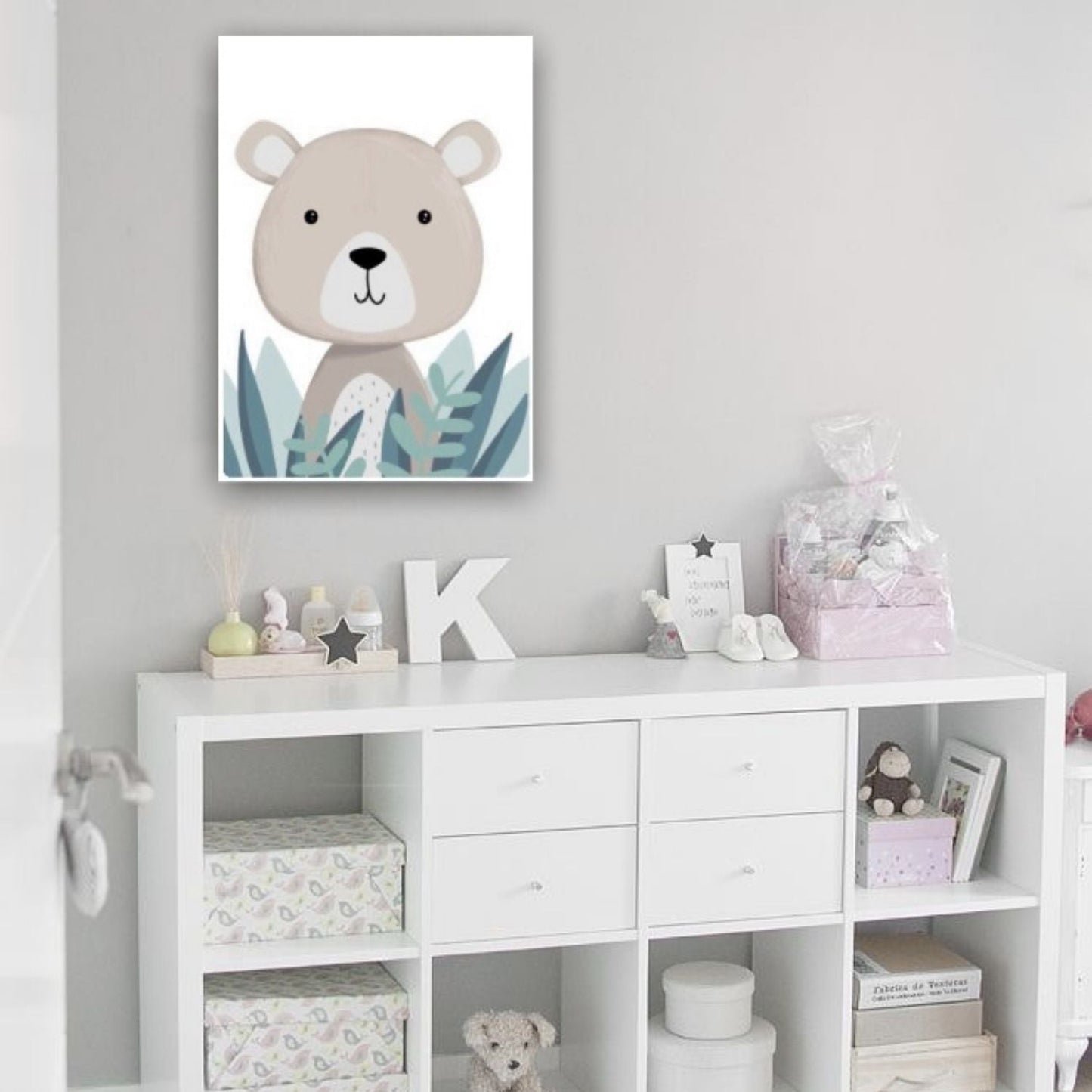 Cuadro Decorativo tipo Marmol Osito Kids 40 x 40