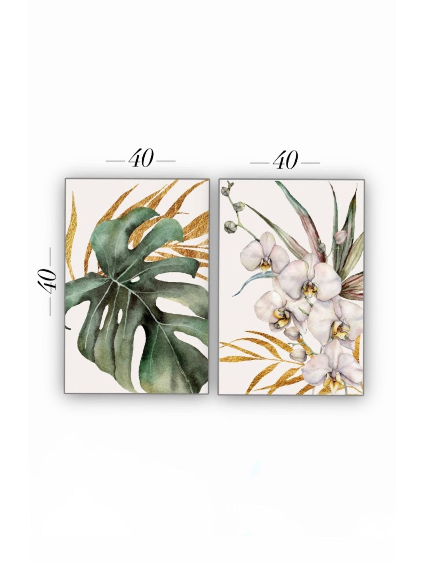 Cuadro Decorativo tipo Marmol Planta Orquidea Gold 40 x 40