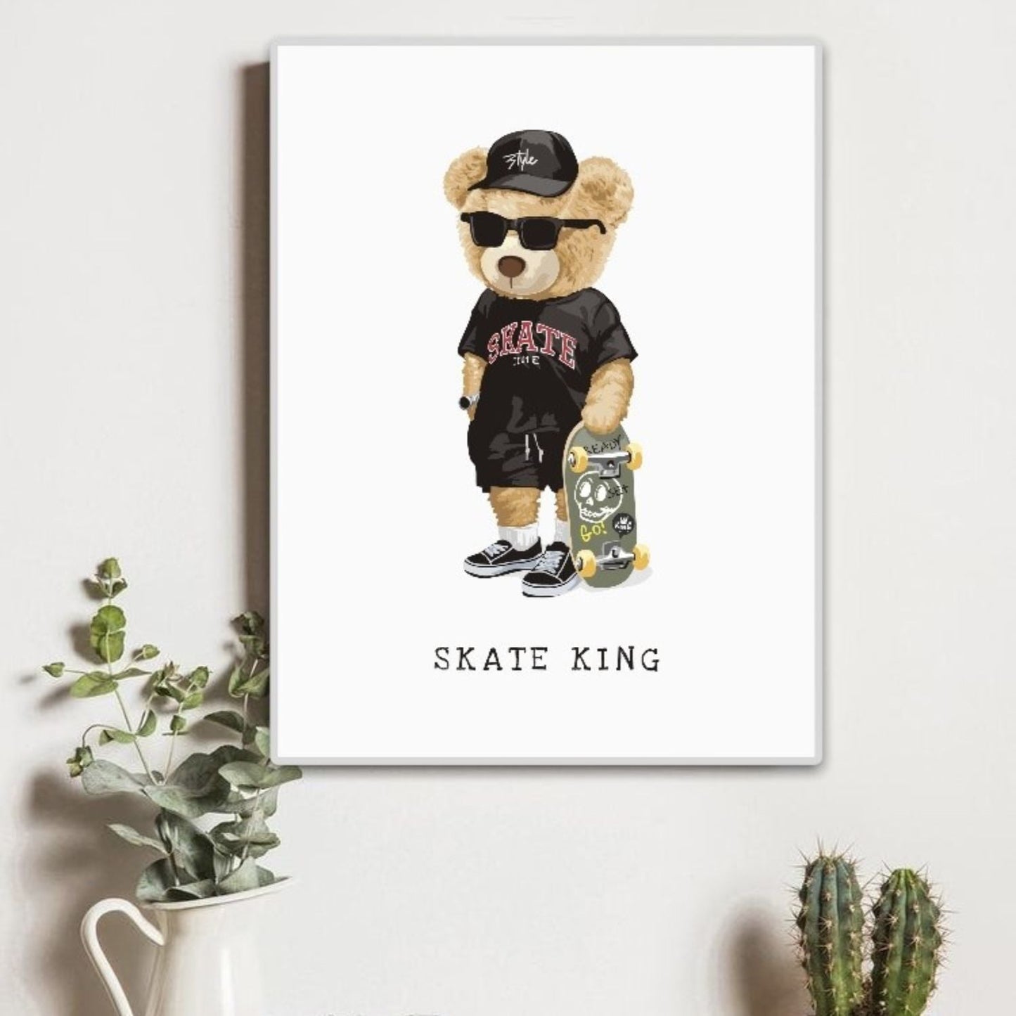 Cuadro Decorativo tipo Marmol Oso Skate King 40 x 40