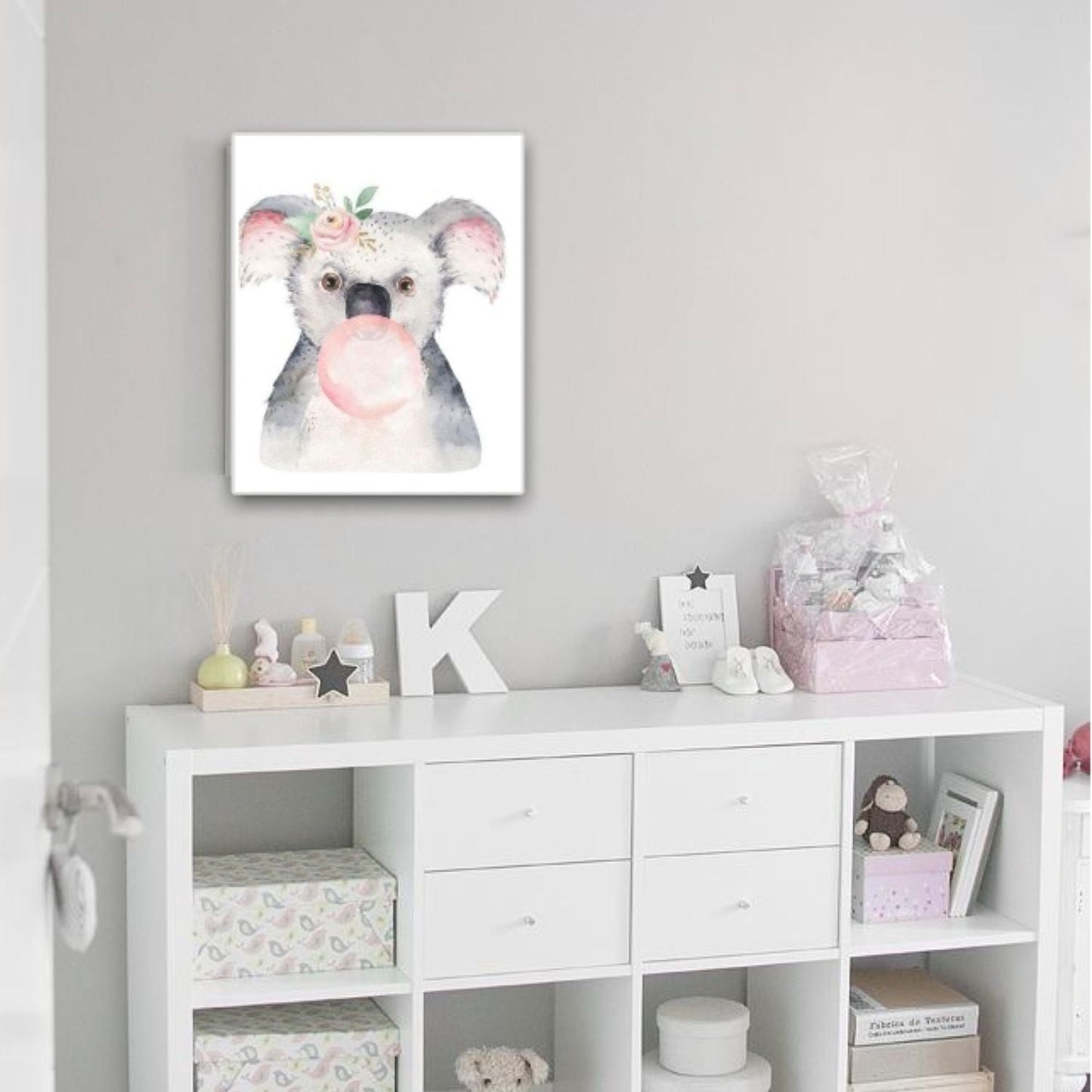 Cuadro Decorativo tipo Marmol Koala Chicle Kids 40 x 40