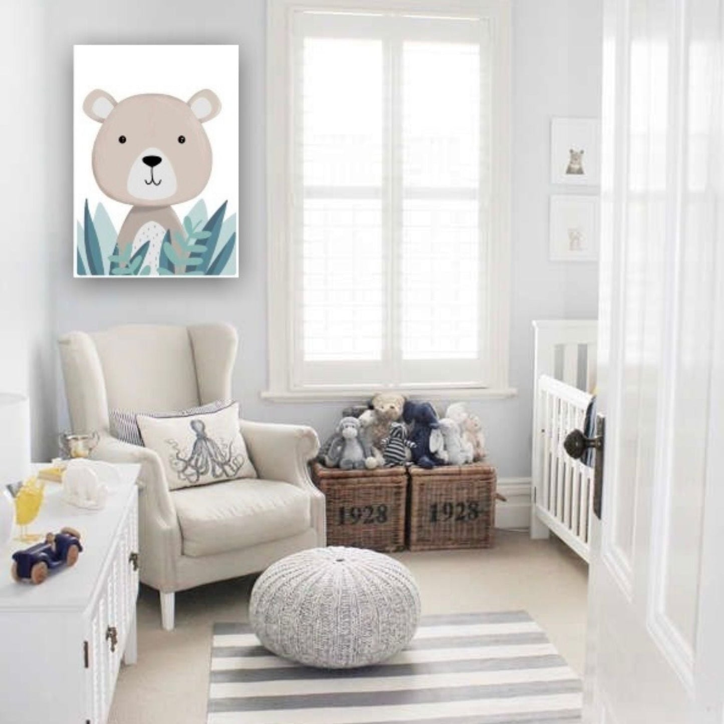 Cuadro Decorativo tipo Marmol Osito Kids 70 x 50