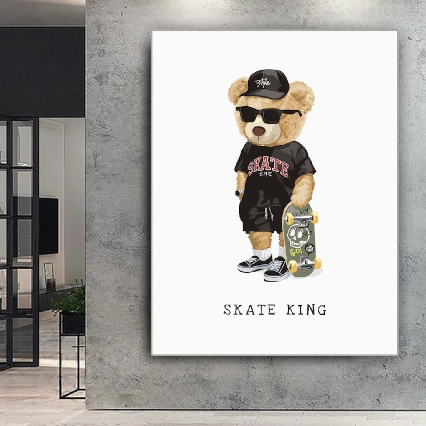 Cuadro Decorativo tipo Marmol Oso Skate King 180 x 120