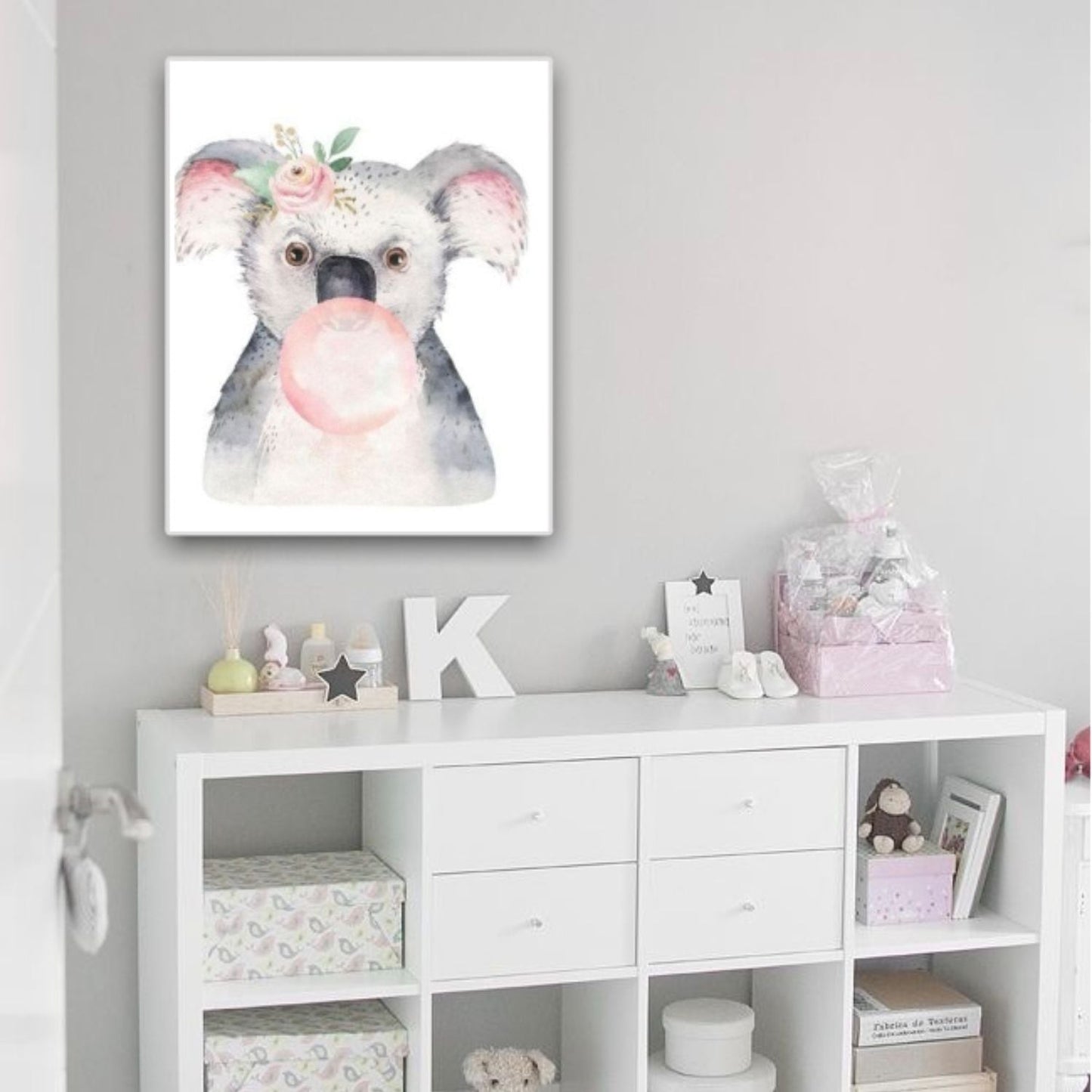 Cuadro Decorativo tipo Marmol Koala Chicle Kids 70 x 50