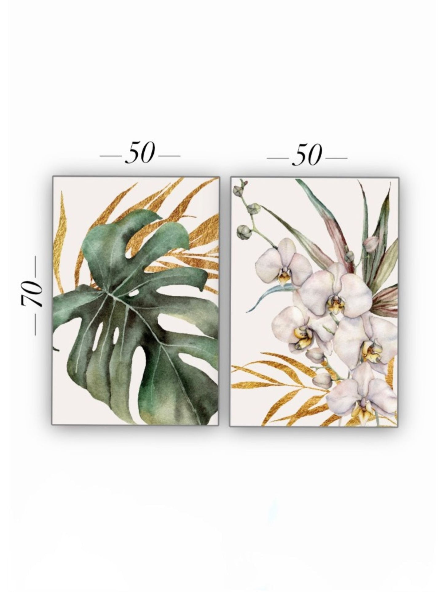 Cuadro Decorativo tipo Marmol Planta Orquidea Gold 70 x 50