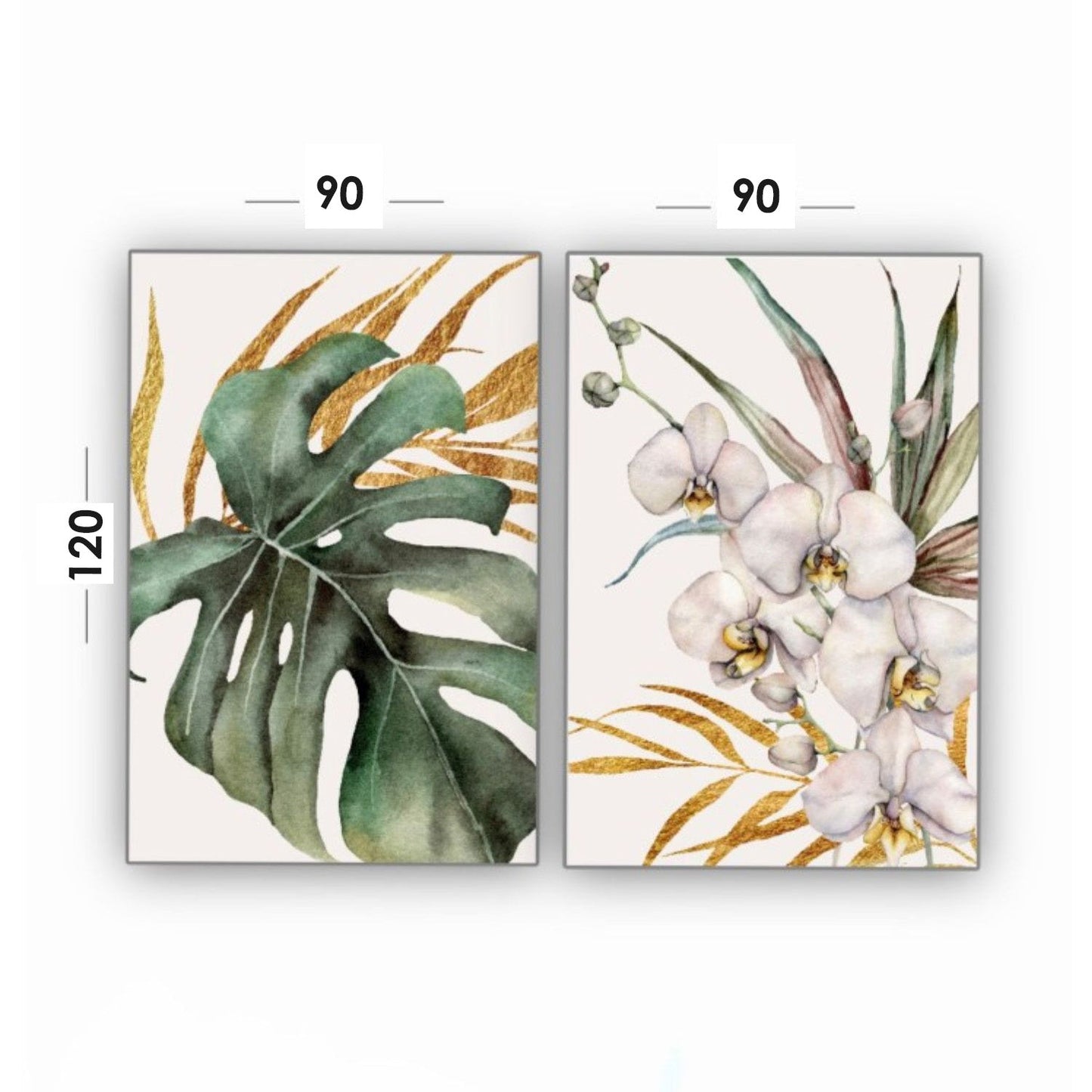 Cuadro Decorativo tipo Marmol Planta Orquidea Gold 120 x 90