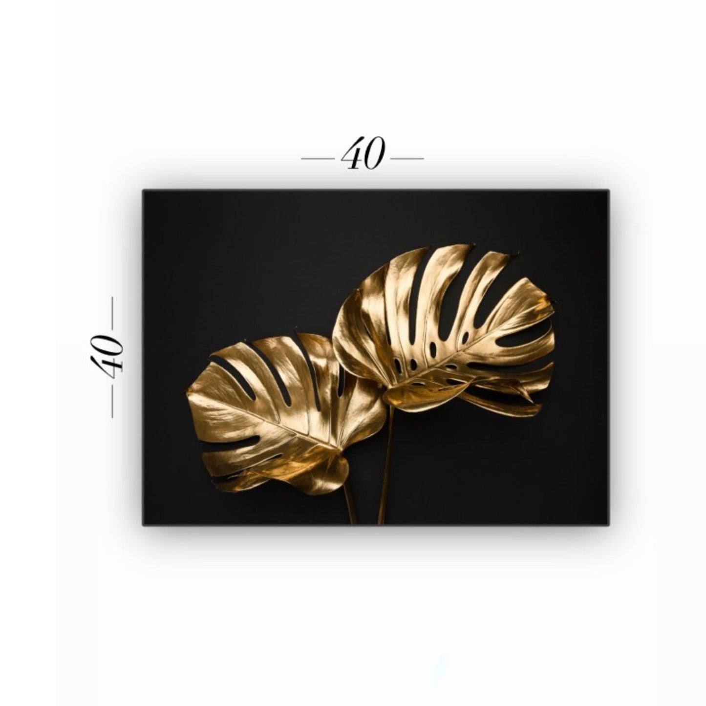 Cuadro Decorativo tipo Marmol Planta Mostera Gold 40 x 40