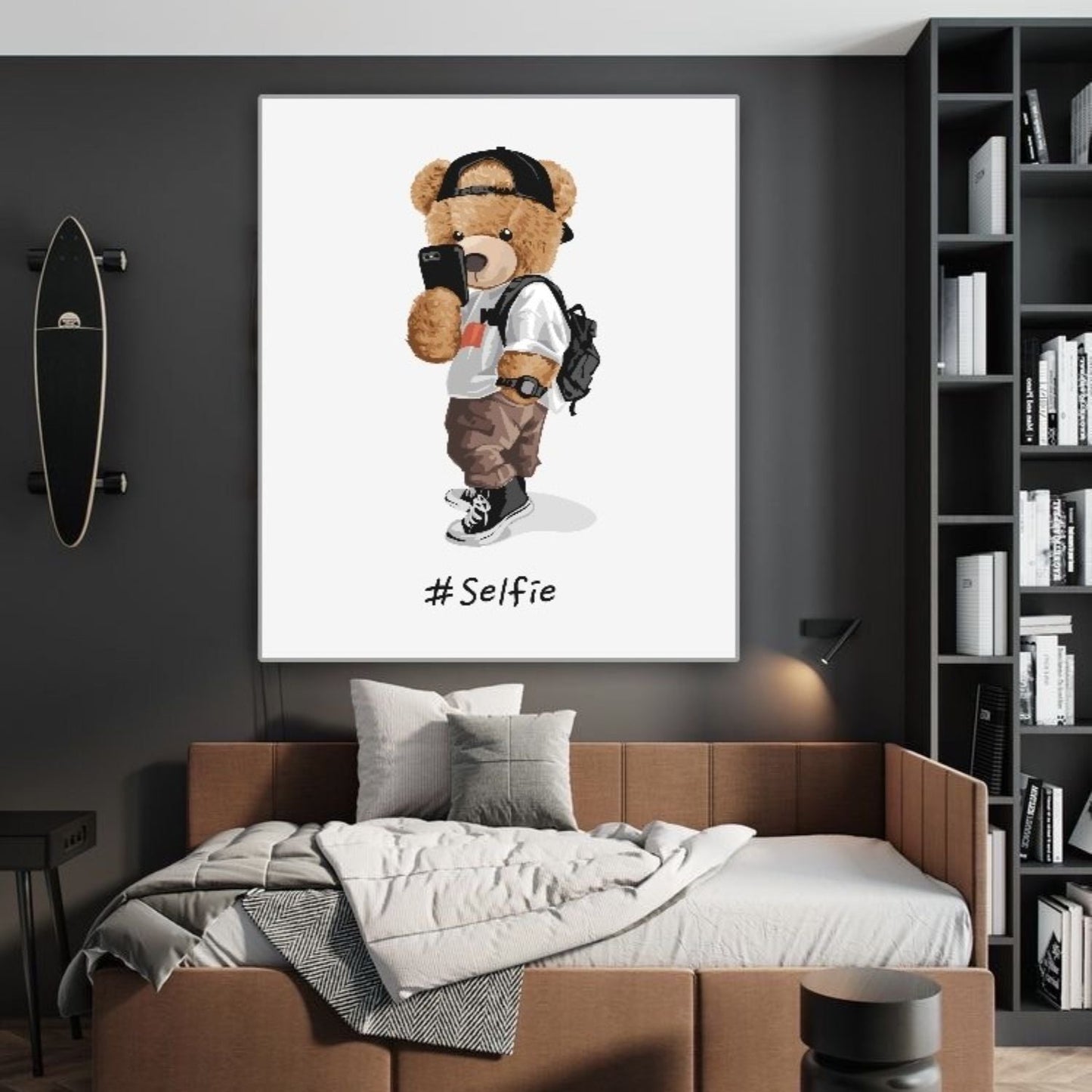 Cuadro Decorativo tipo Marmol Oso Selfie 120 x 90