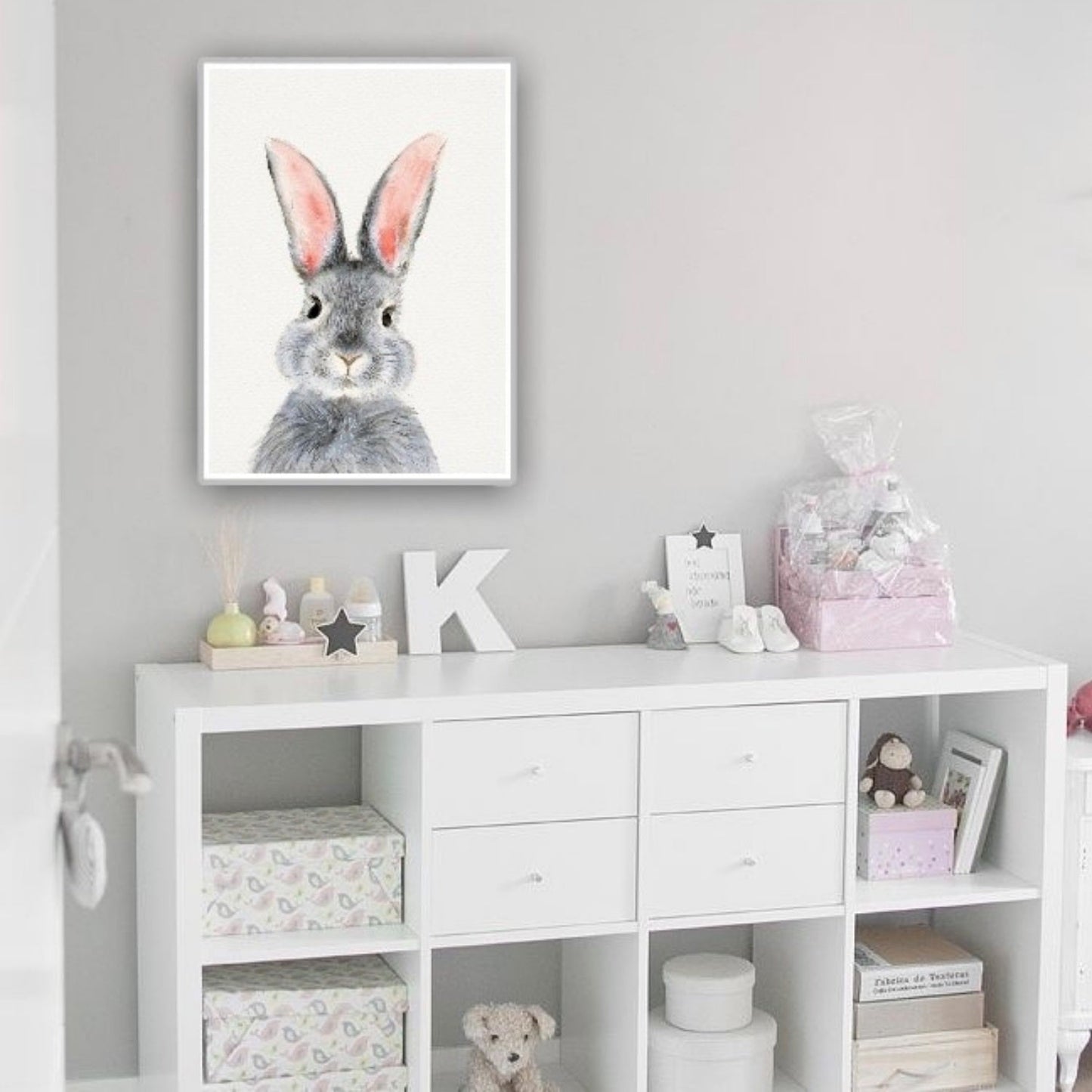 Cuadro Decorativo tipo Marmol Conejito Kids 40 x 40