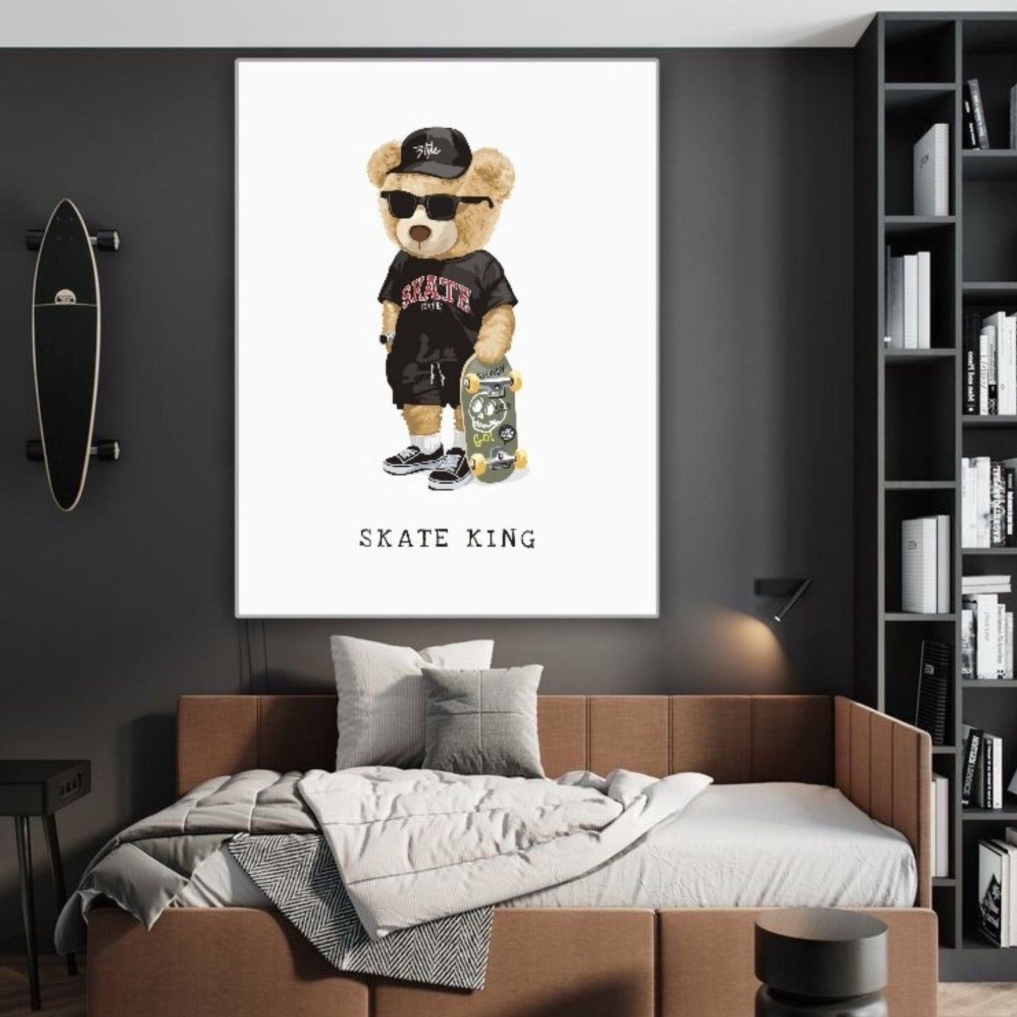 Cuadro Decorativo tipo Marmol Oso Skate King 120 x 90