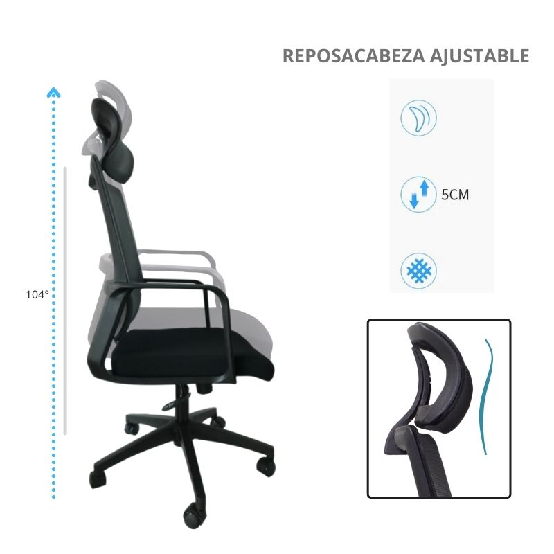 Silla De Oficina Ergonomica Gris