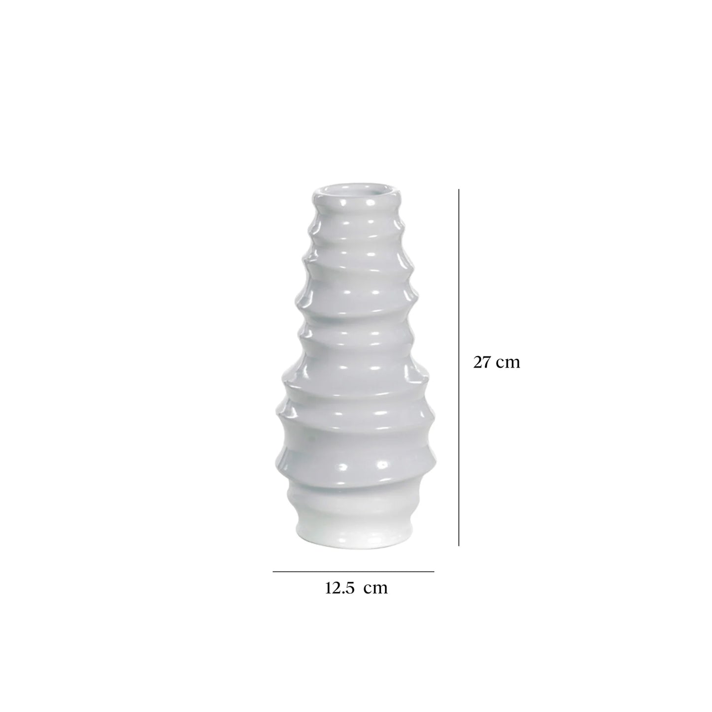 Florero Decorativo Soto Estriado Blanco 12.5X27cm