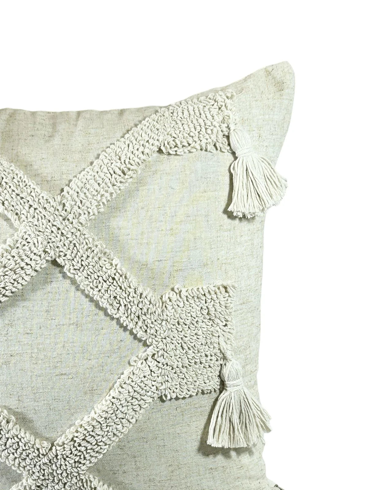 Cojin Decorativo Rombos Tejidos Crudo