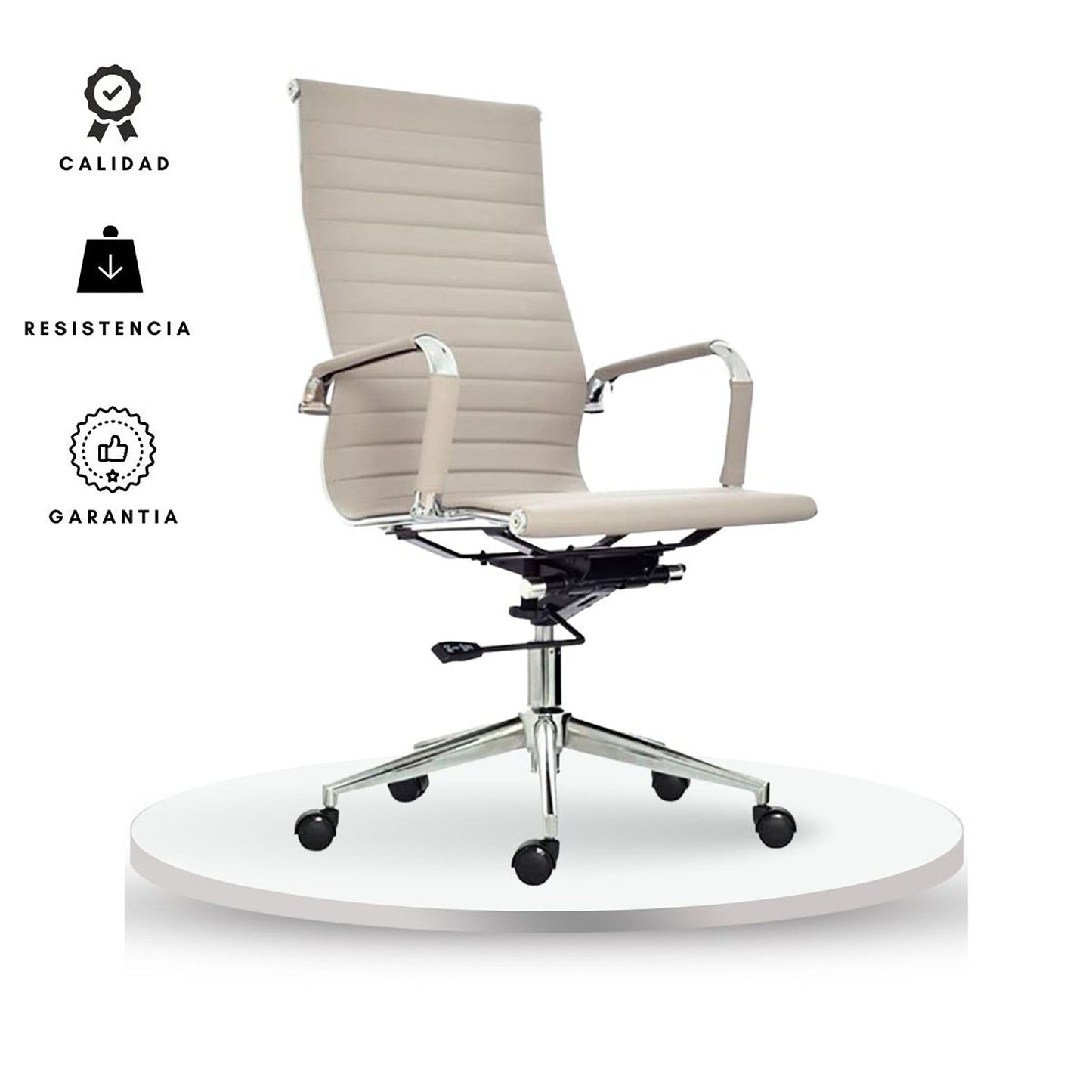 Silla De Oficina Alta Beige