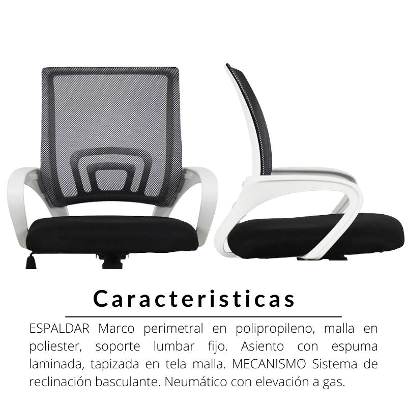 Silla De Oficina Berlin Premium Negro Blanco