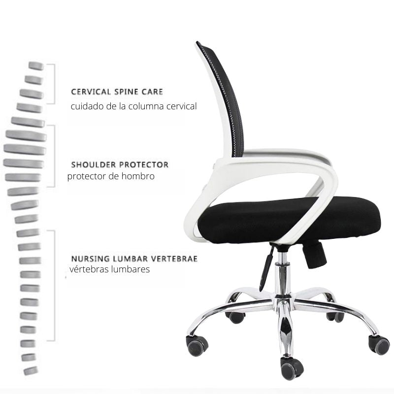 Silla De Oficina Berlin Premium Negro Blanco