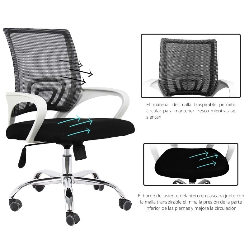 Silla De Oficina Berlin Premium Negro Blanco