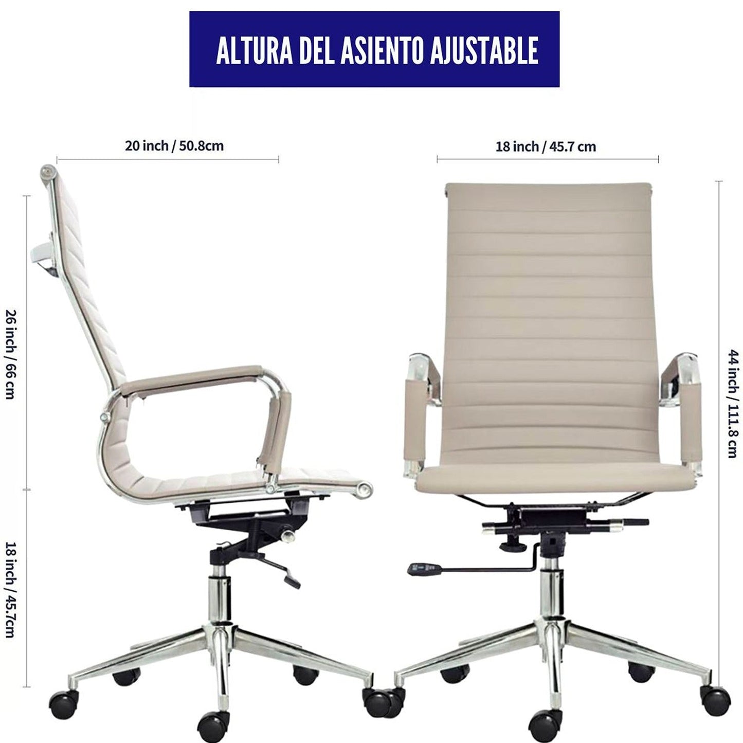 Silla De Oficina Alta Beige