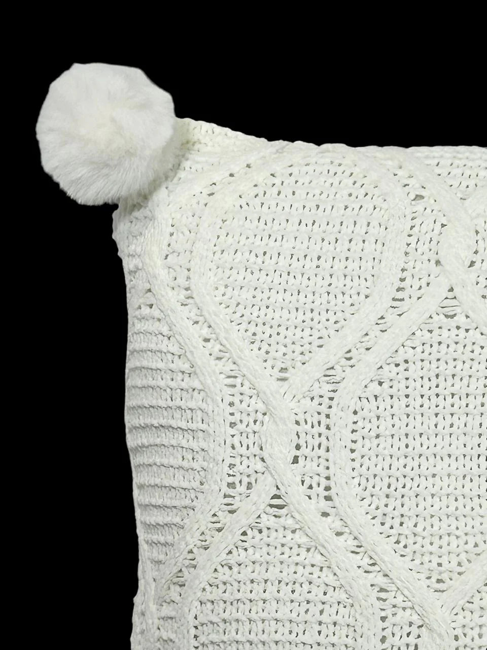 Cojin Decorativo Tejido Hilos Lazos Pompones