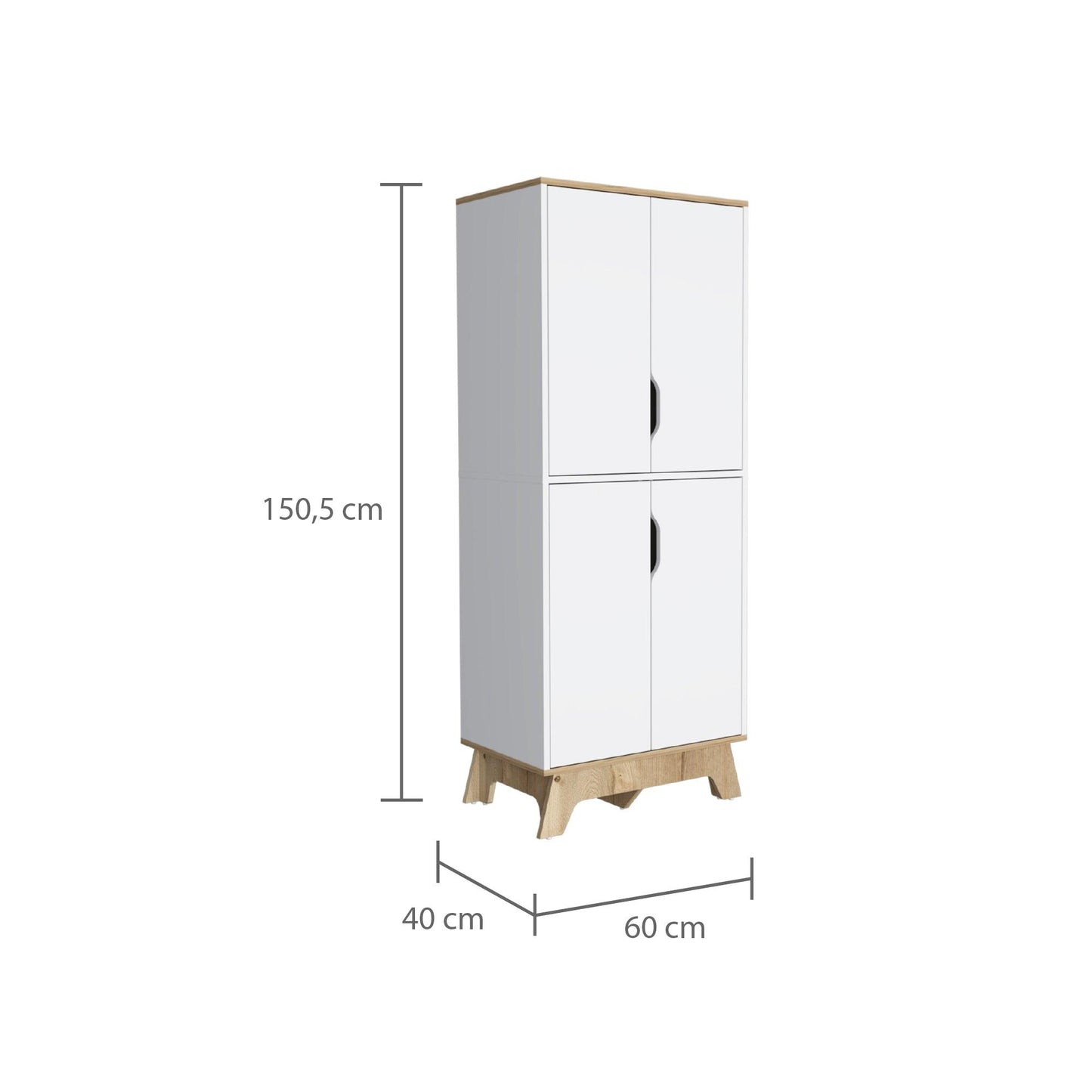 Alacena Aqua, Blanco y Café Claro, con Cuatro Puertas Abatibles - VIRTUAL MUEBLES
