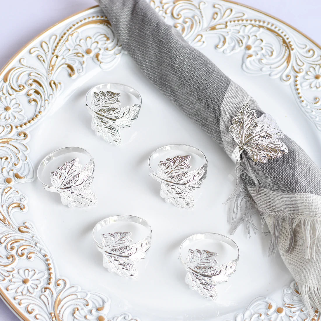 Anillo Servilleta x6 Plateado