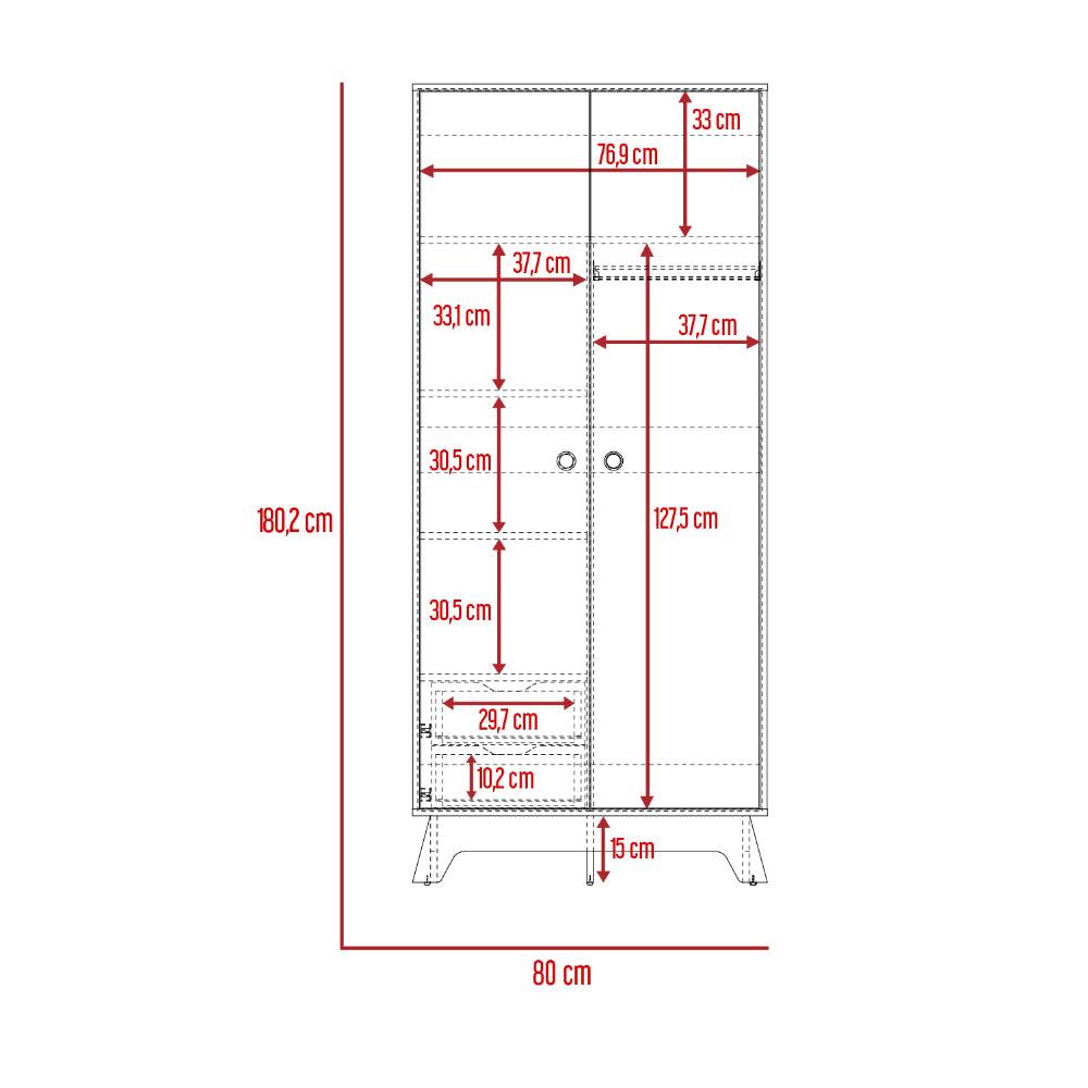 Closet Z81 Lussano 180 Blanco y Duna