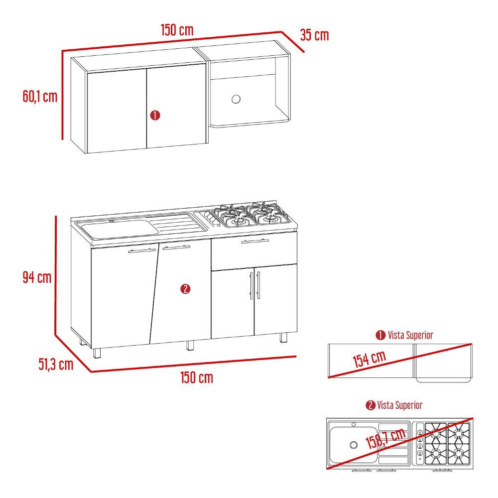 Cocina Integral Emilia Wengue y Miel con Poceta Izquierda
