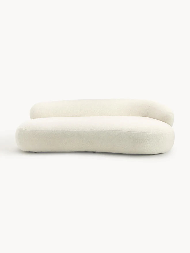 Sofa Minimalista Moderno Velvet Luxe Blanco 3 Puestos
