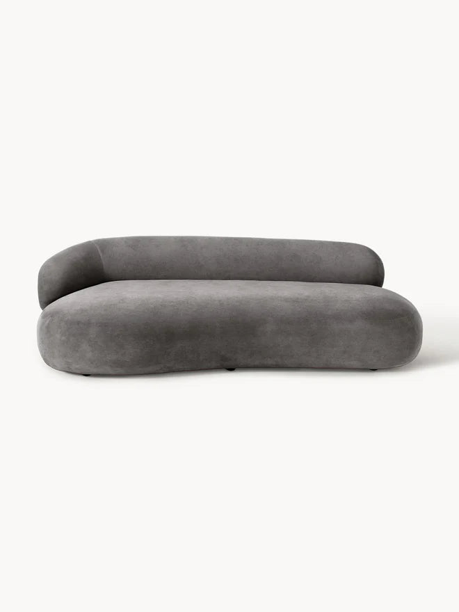 Sofa Minimalista Moderno Velvet Luxe Gris 3 Puestos