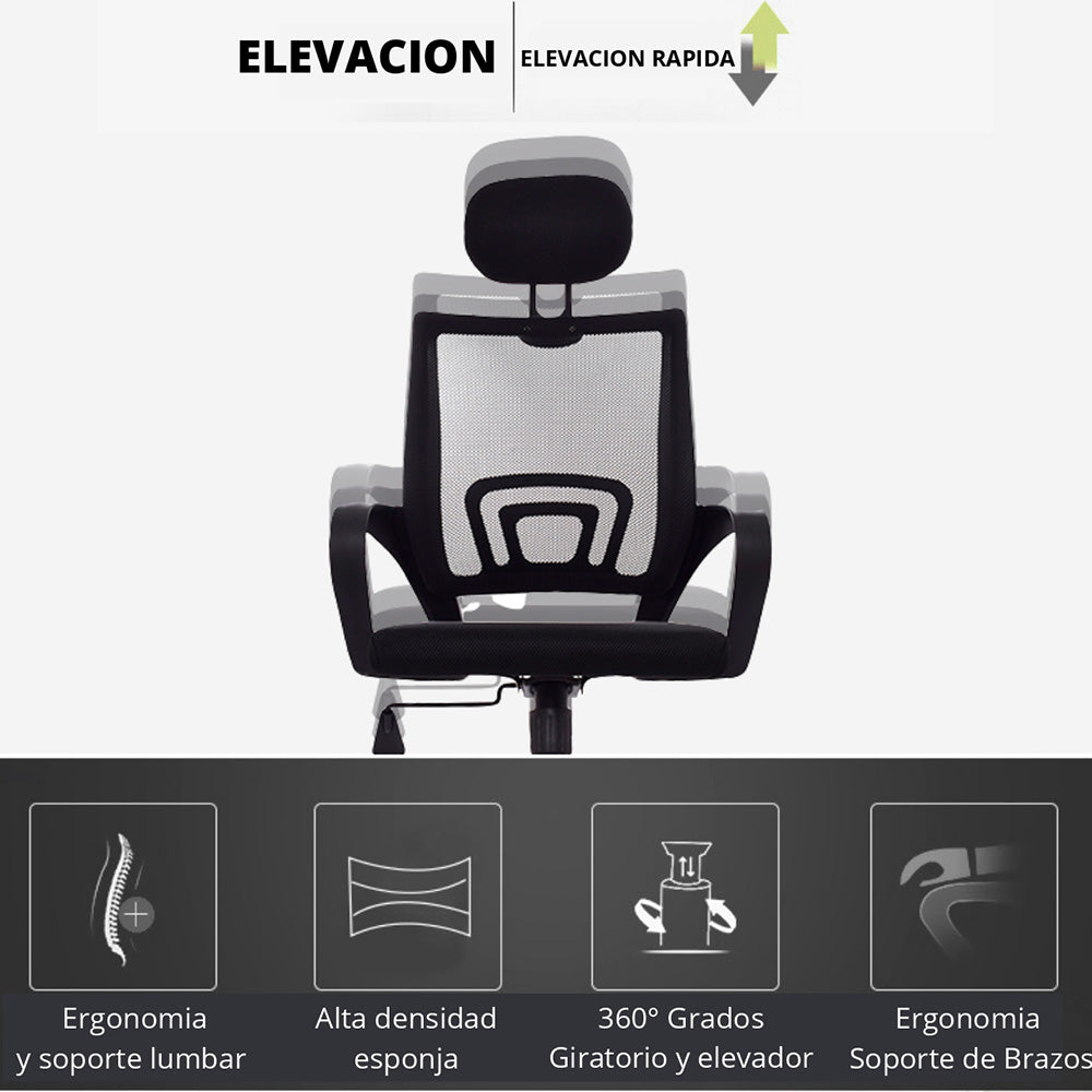 Silla De Oficina Berlin Alta Negro