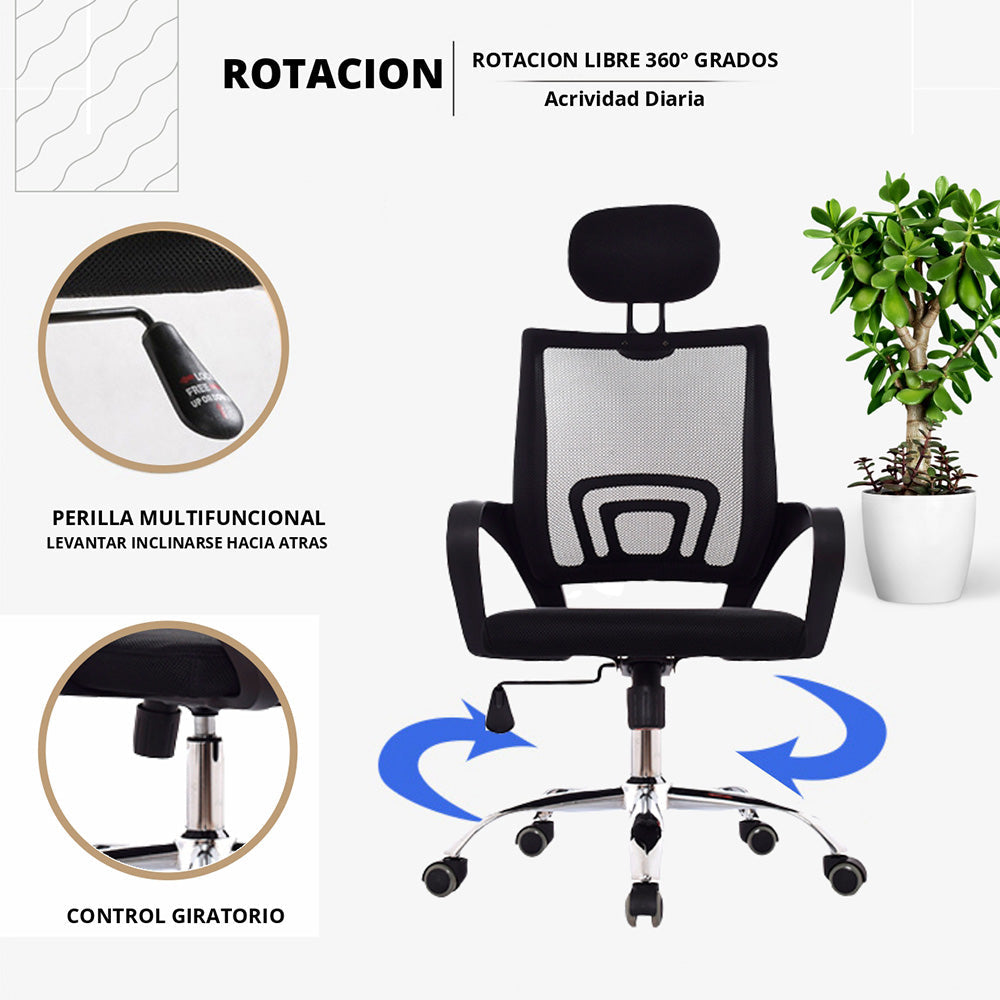 Silla De Oficina Berlin Alta Negro