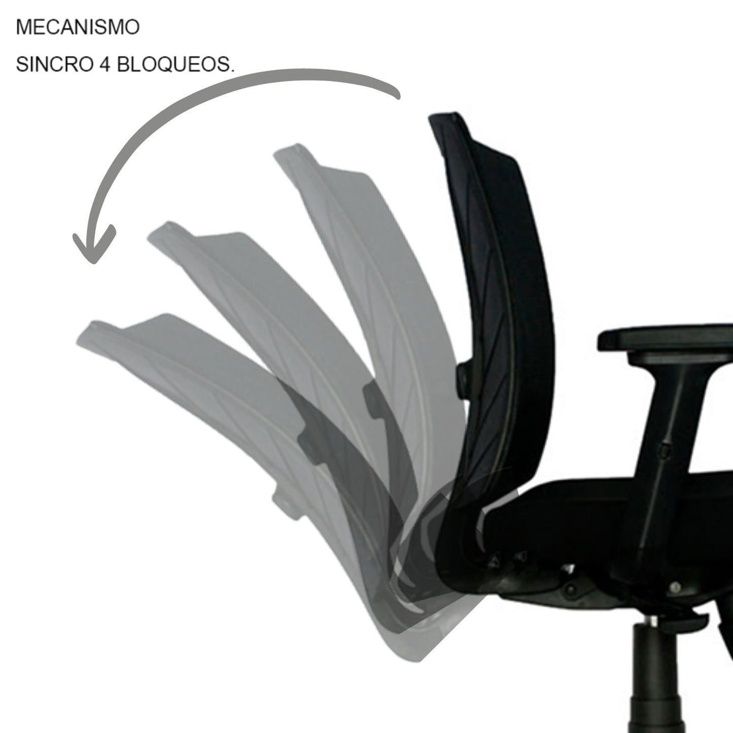 Silla De Oficina Siri Media Brazos 3D 4 Bloqueos Negro