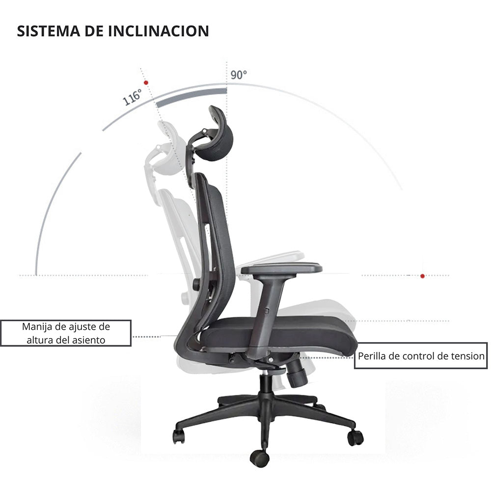 Silla De Oficina Piyert Alta Negro