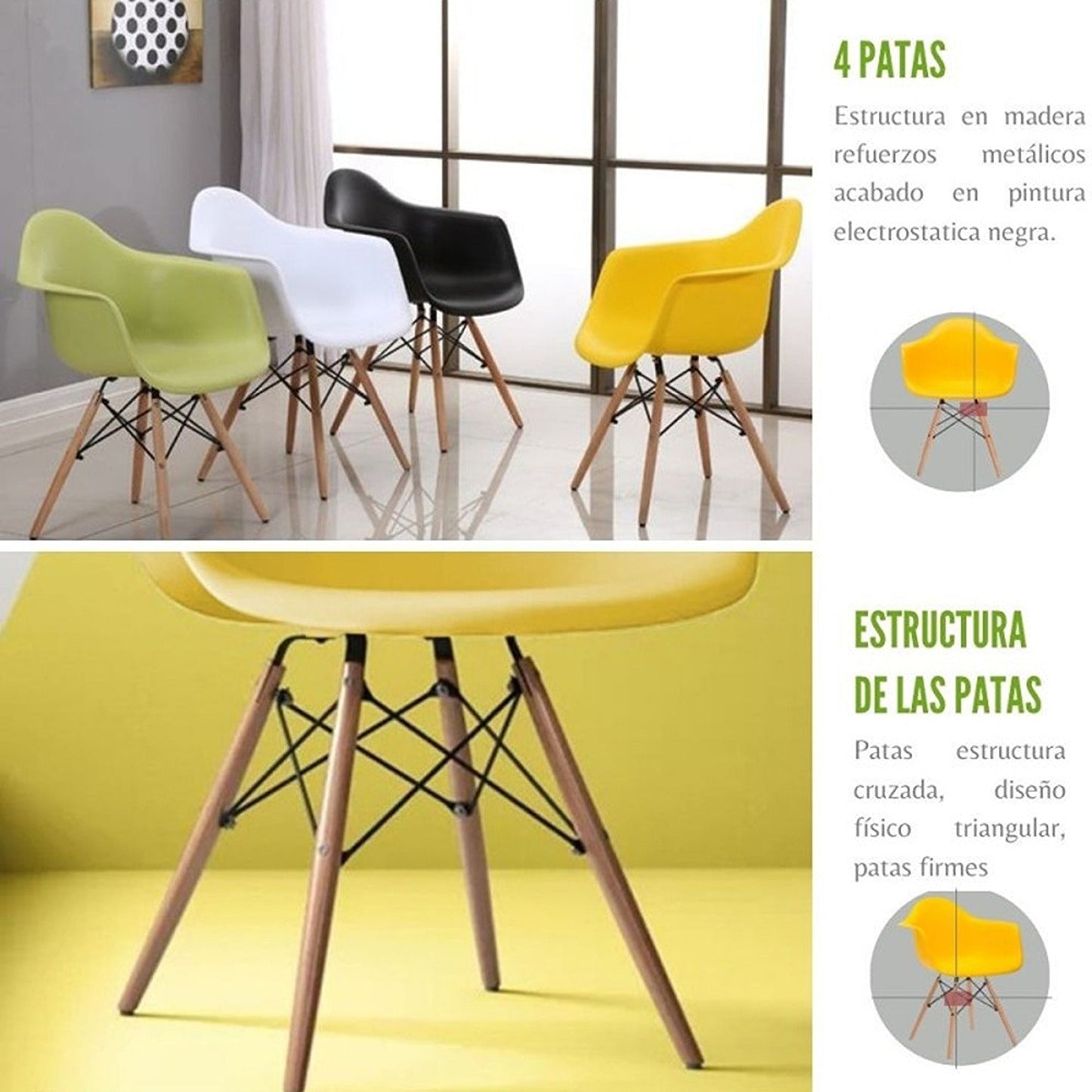 Silla Baeza Brazos Amarillo