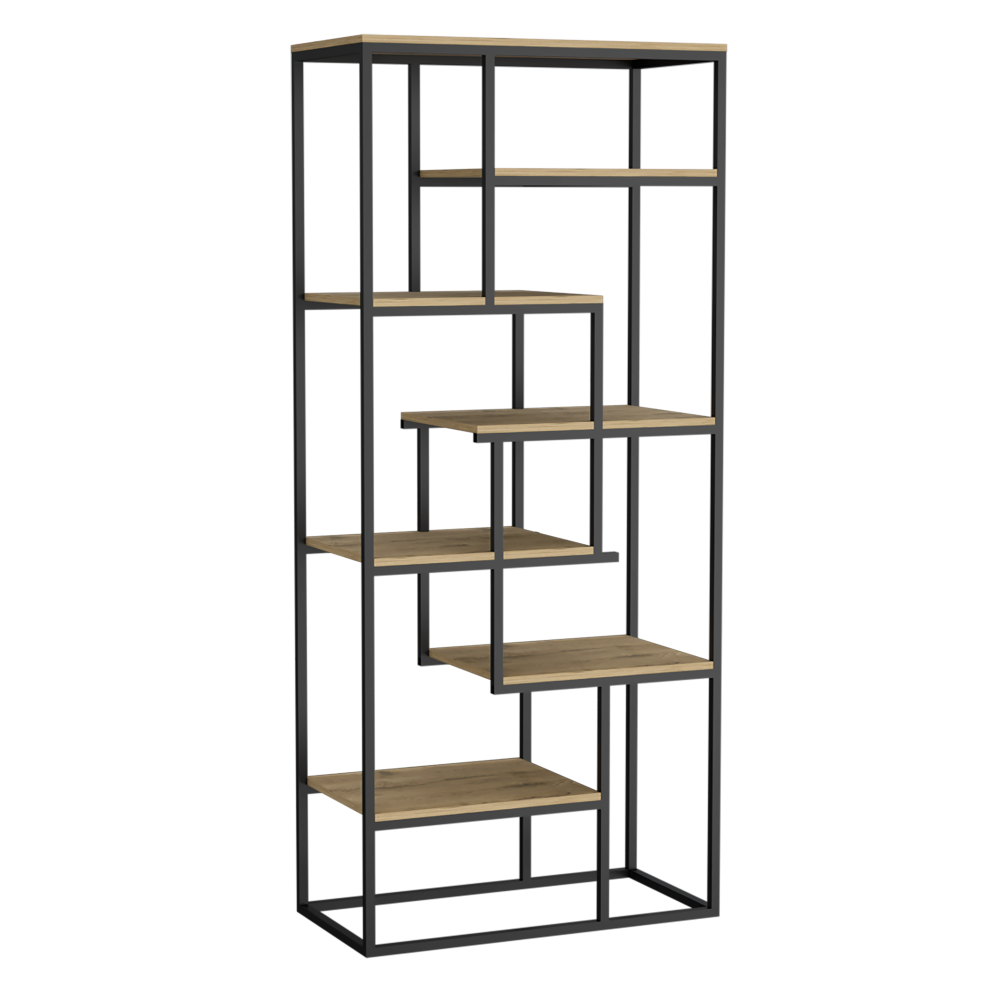 Estantería showy, Macadamia y Negro, Con entrepaños y Diseño Moderno