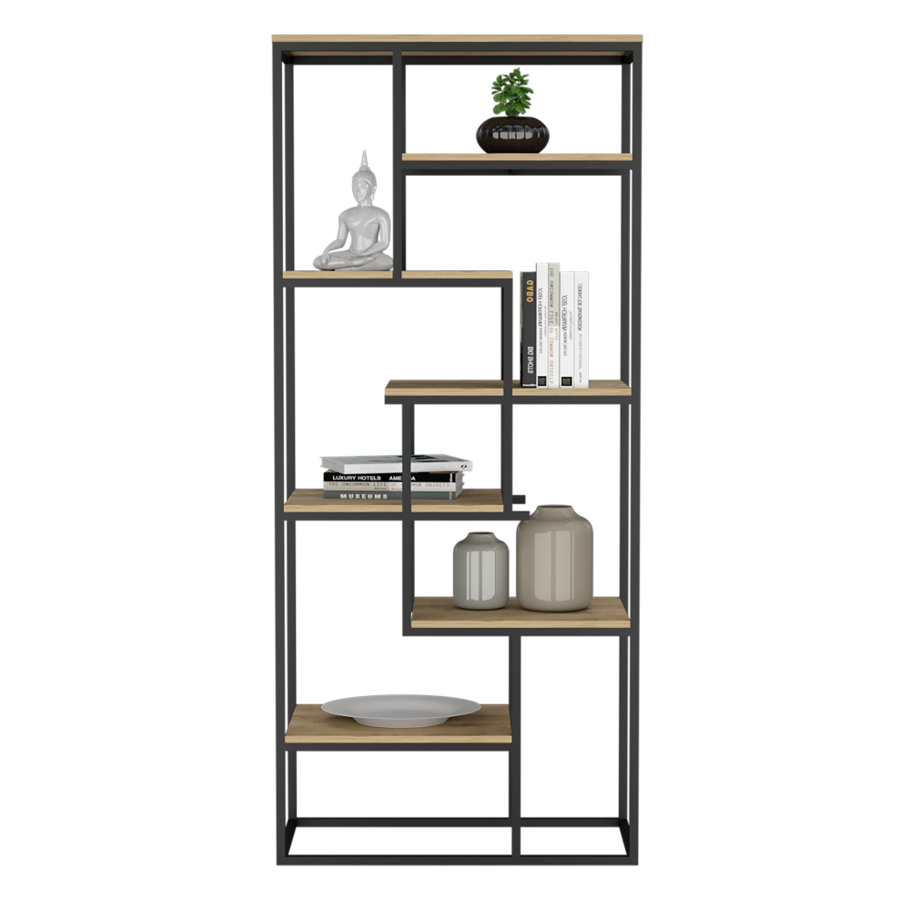 Estantería showy, Macadamia y Negro, Con entrepaños y Diseño Moderno