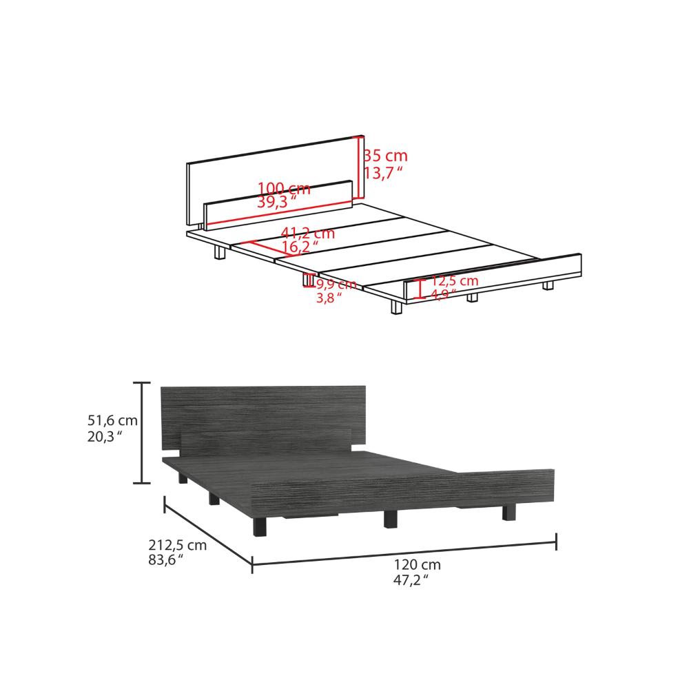 Cama Semi Doble Treviso Gris