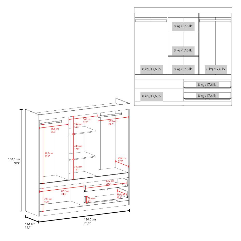 Closet Allegro 180 Duna y Blanco